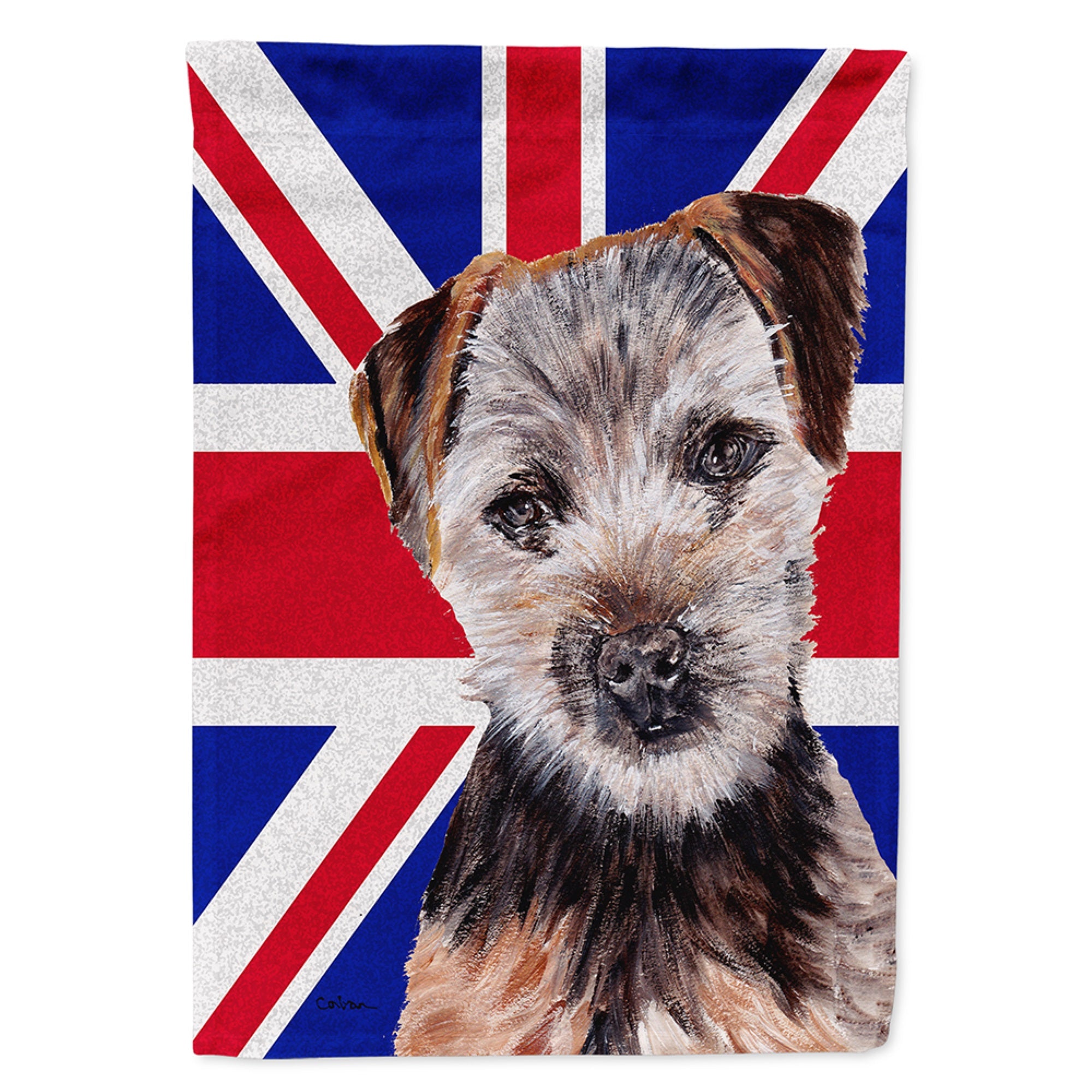 Norfolk Terrier Puppy With English Union Jack British Flag Flag Garden Size