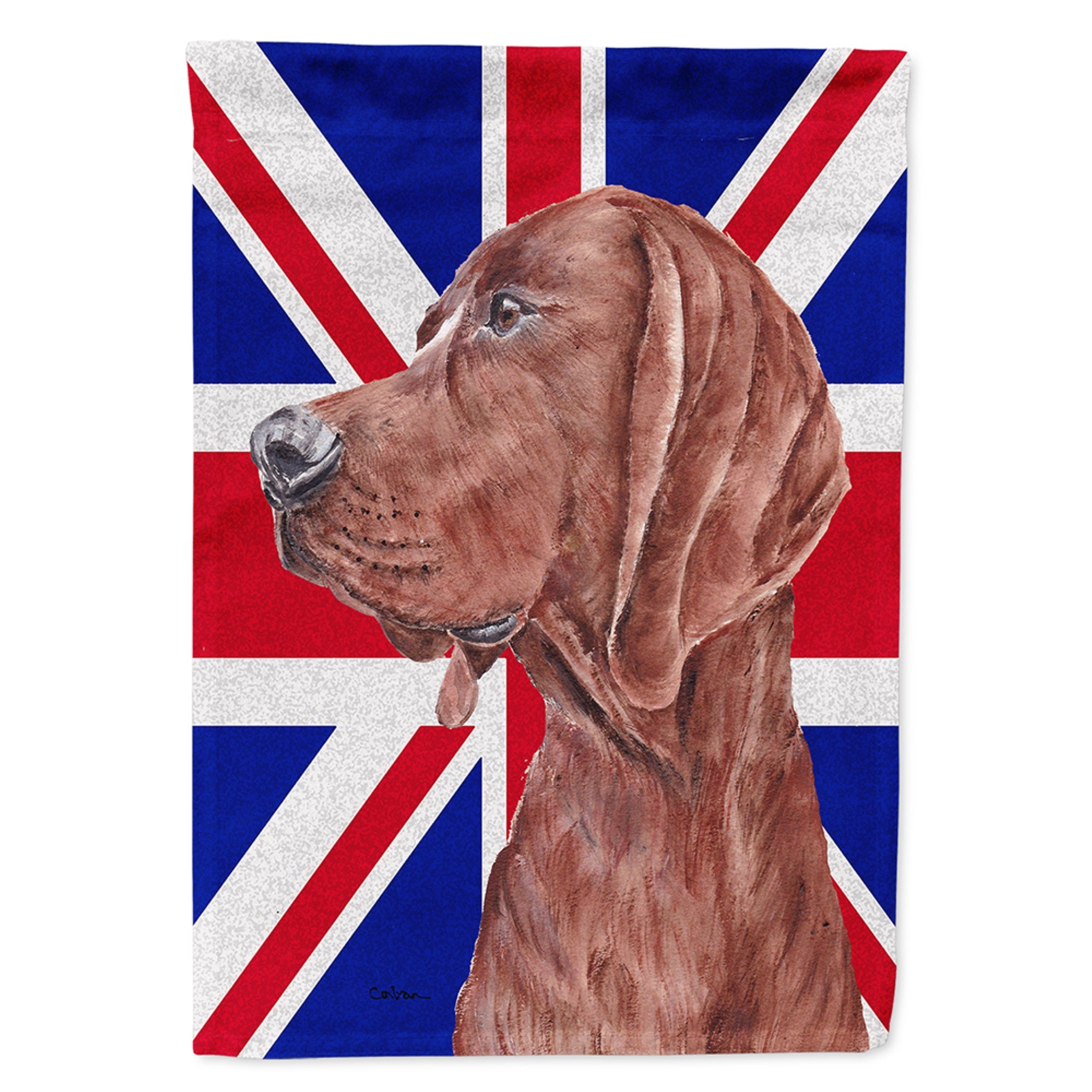 Redbone Coonhound With English Union Jack British Flag Flag Garden Size
