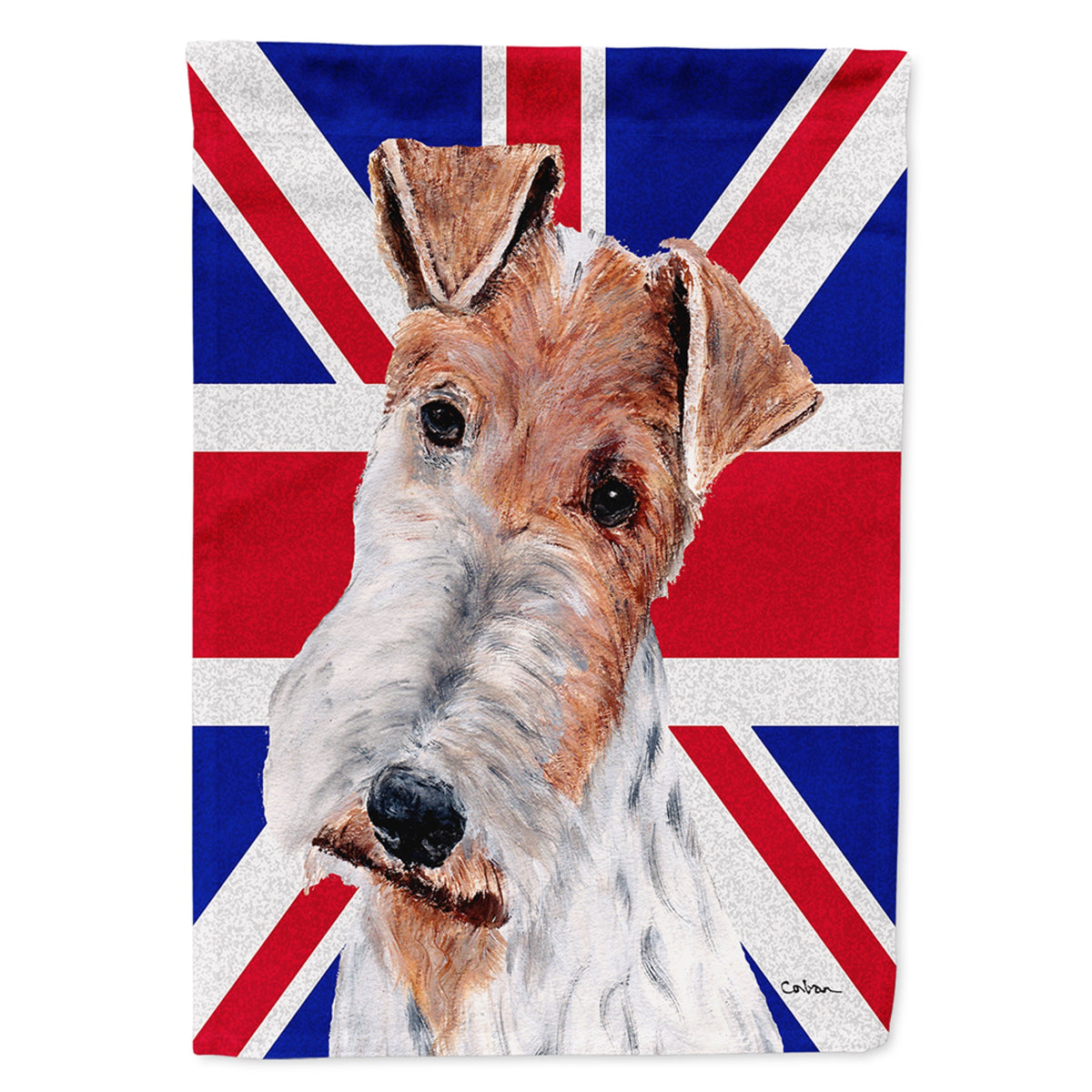 Wire Fox Terrier With English Union Jack British Flag Flag Garden Size