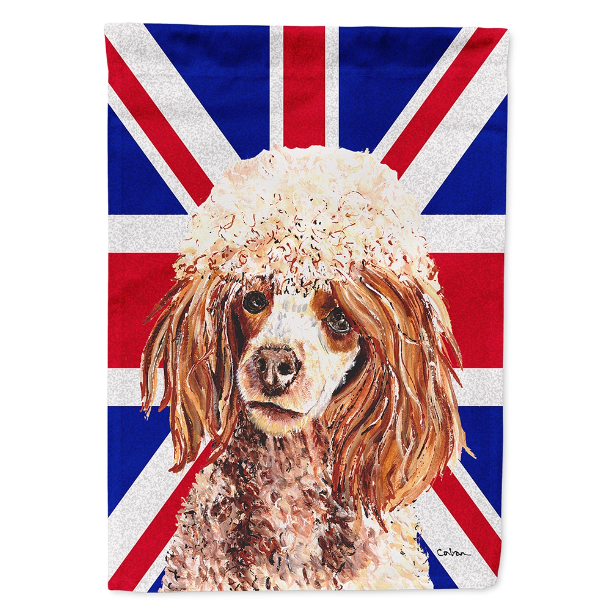 Red Miniature Poodle With English Union Jack British Flag Flag Garden Size