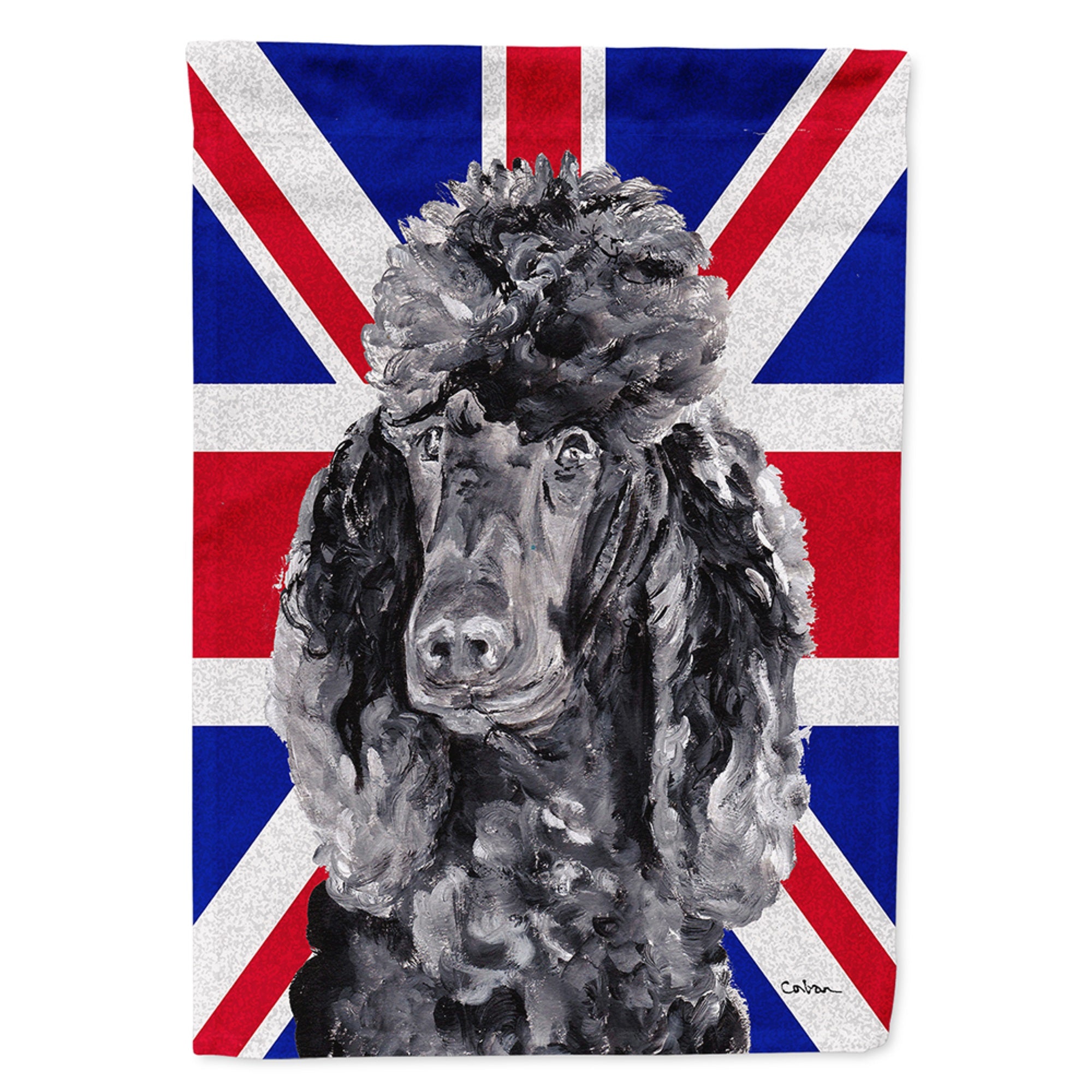 Black Standard Poodle With English Union Jack British Flag Flag Garden Size