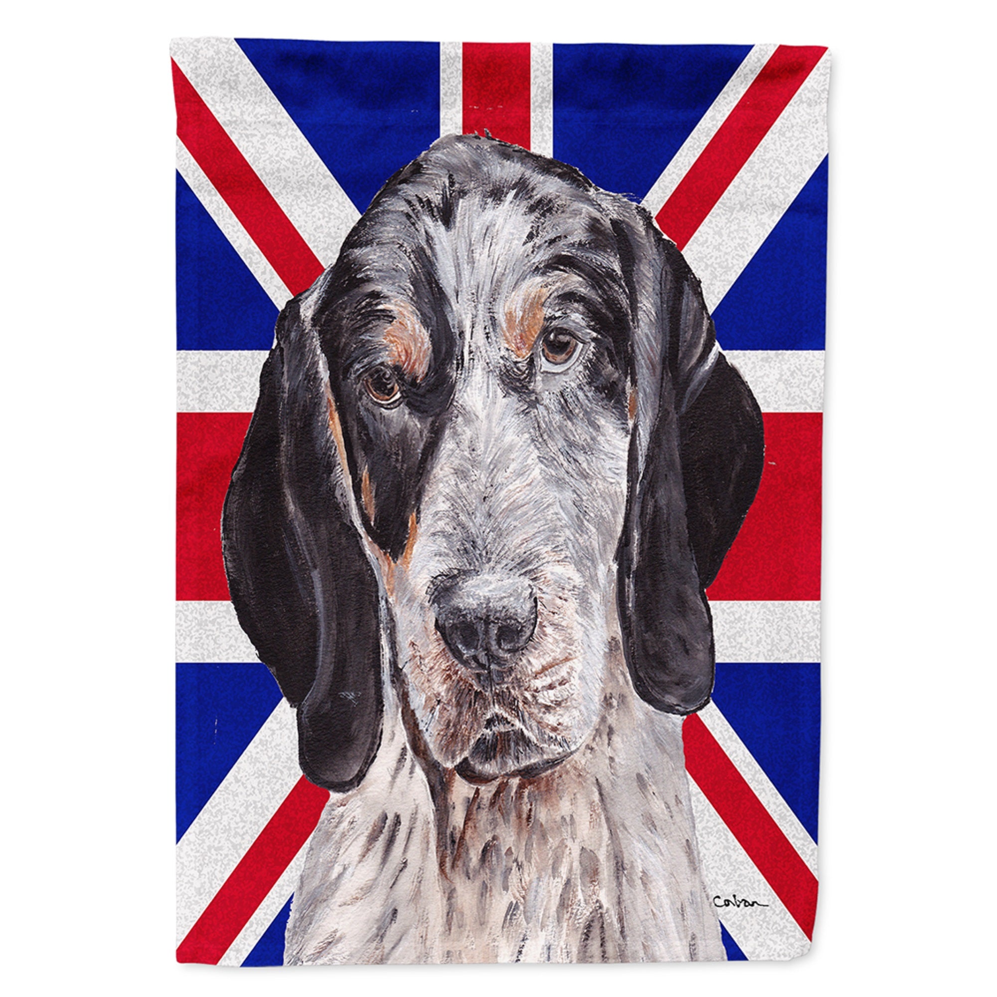 Blue Tick Coonhound With English Union Jack British Flag Flag Garden Size