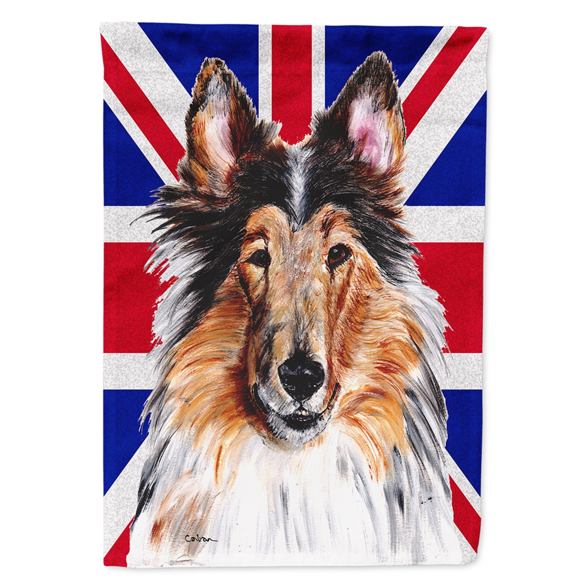 Collie With English Union Jack British Flag Flag Garden Size