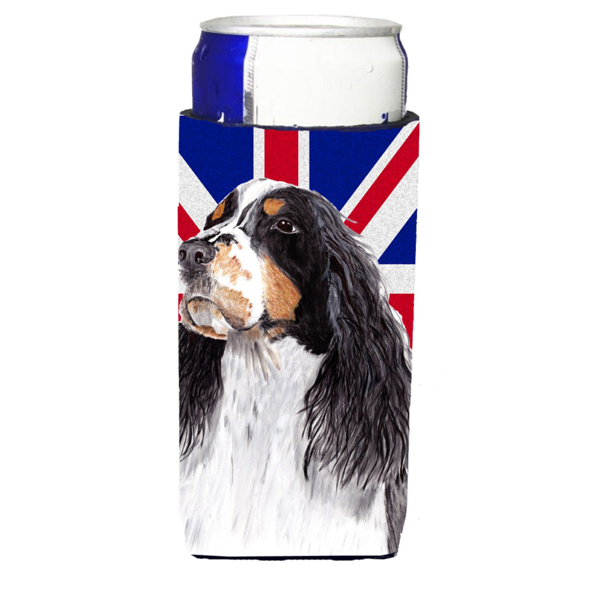 Welsh Springer Spaniel With English Union Jack British Flag Ultra Hugger For Slim Cans