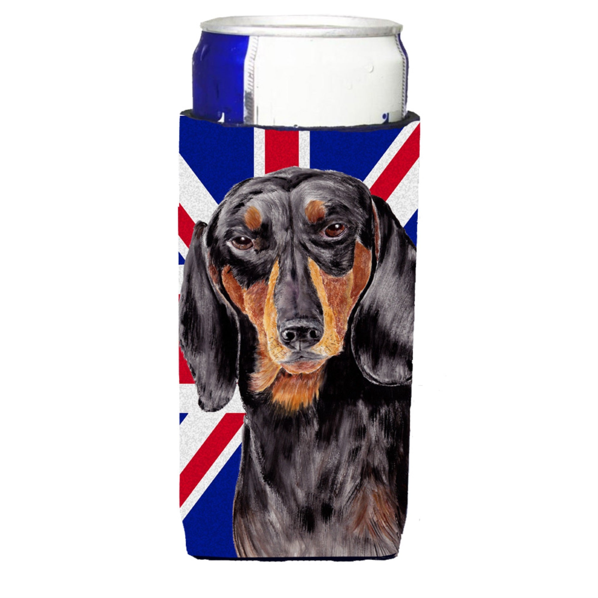 Dachshund With English Union Jack British Flag Ultra Hugger For Slim Cans