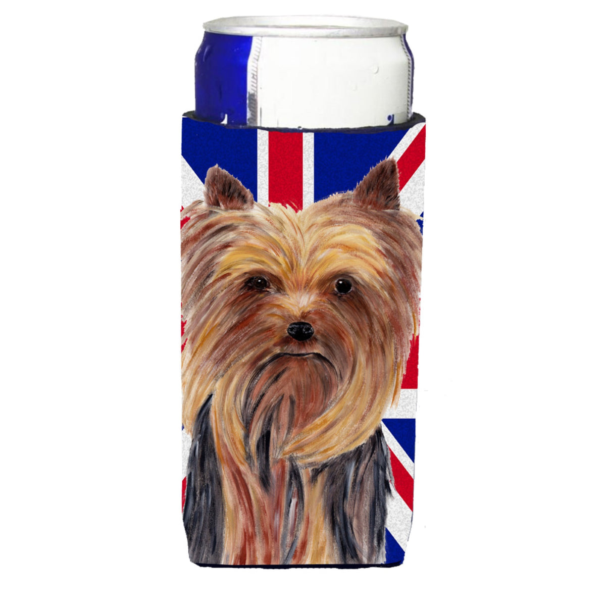Yorkie With English Union Jack British Flag Ultra Hugger For Slim Cans
