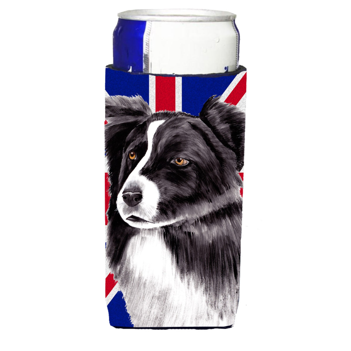 Border Collie With English Union Jack British Flag Ultra Hugger For Slim Cans