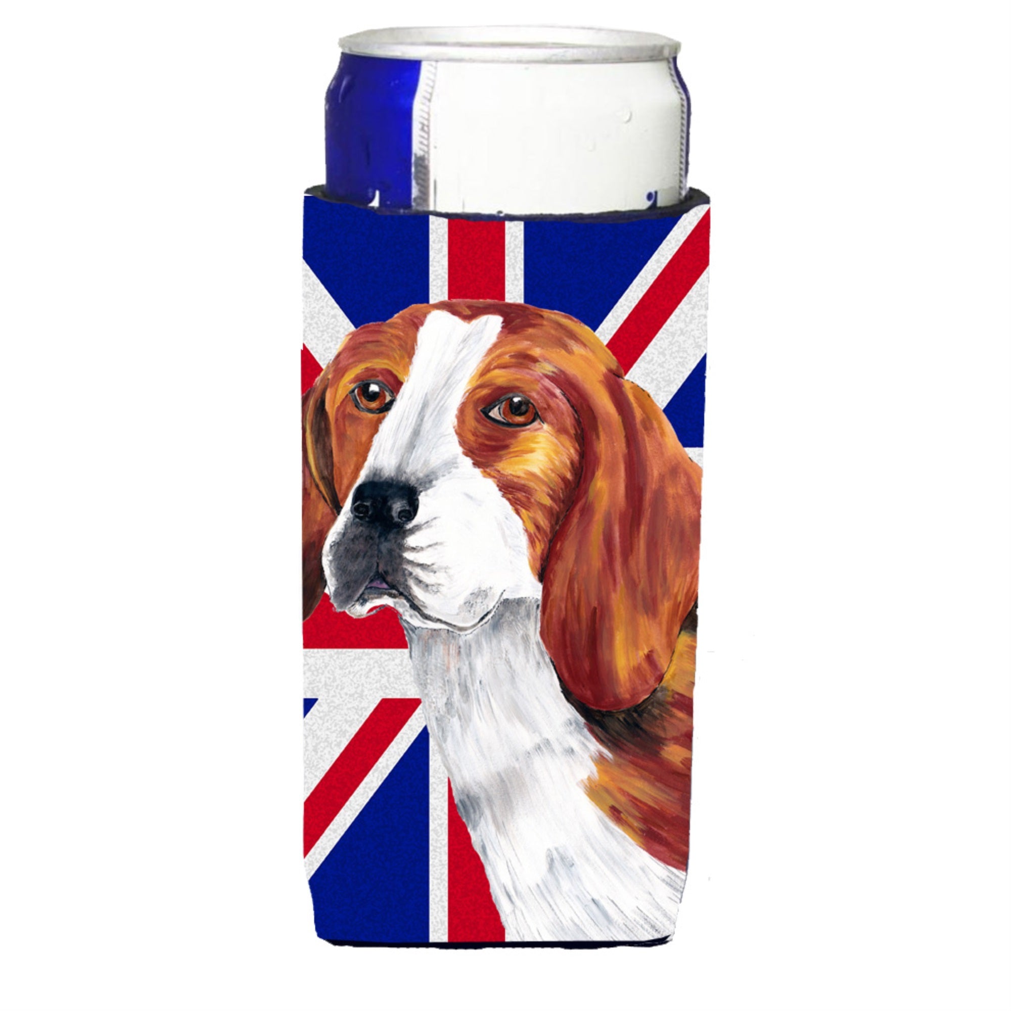 Beagle With English Union Jack British Flag Ultra Hugger For Slim Cans
