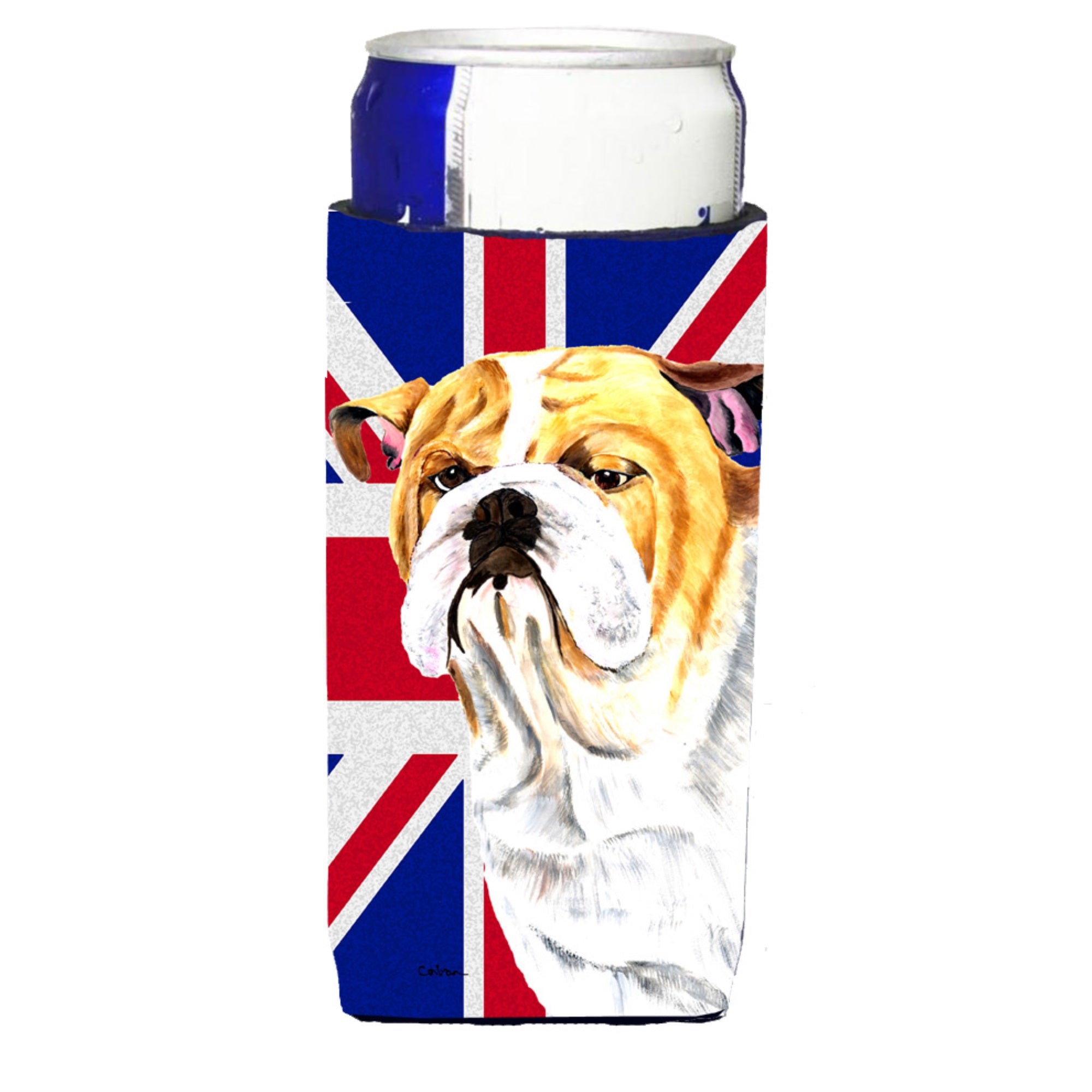 Bulldog English With Engish Union Jack British Flag Ultra Hugger For Slim Cans