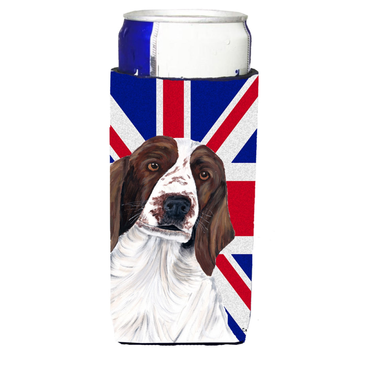 Springer Spaniel With English Union Jack British Flag Ultra Hugger For Slim Cans