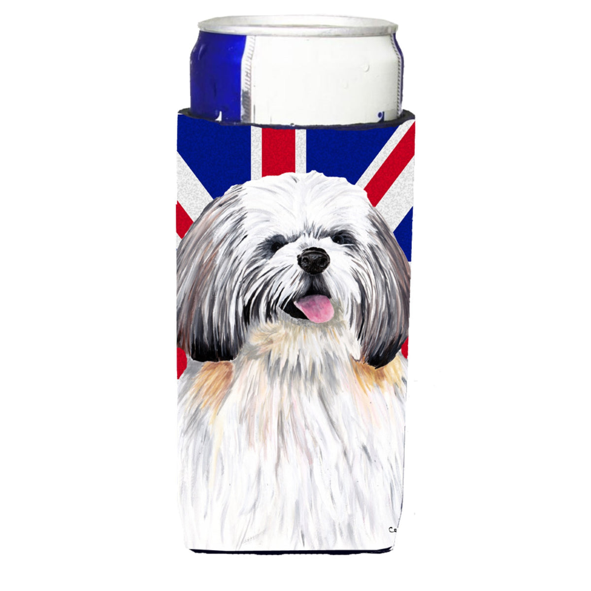Shih Tzu With English Union Jack British Flag Ultra Hugger For Slim Cans