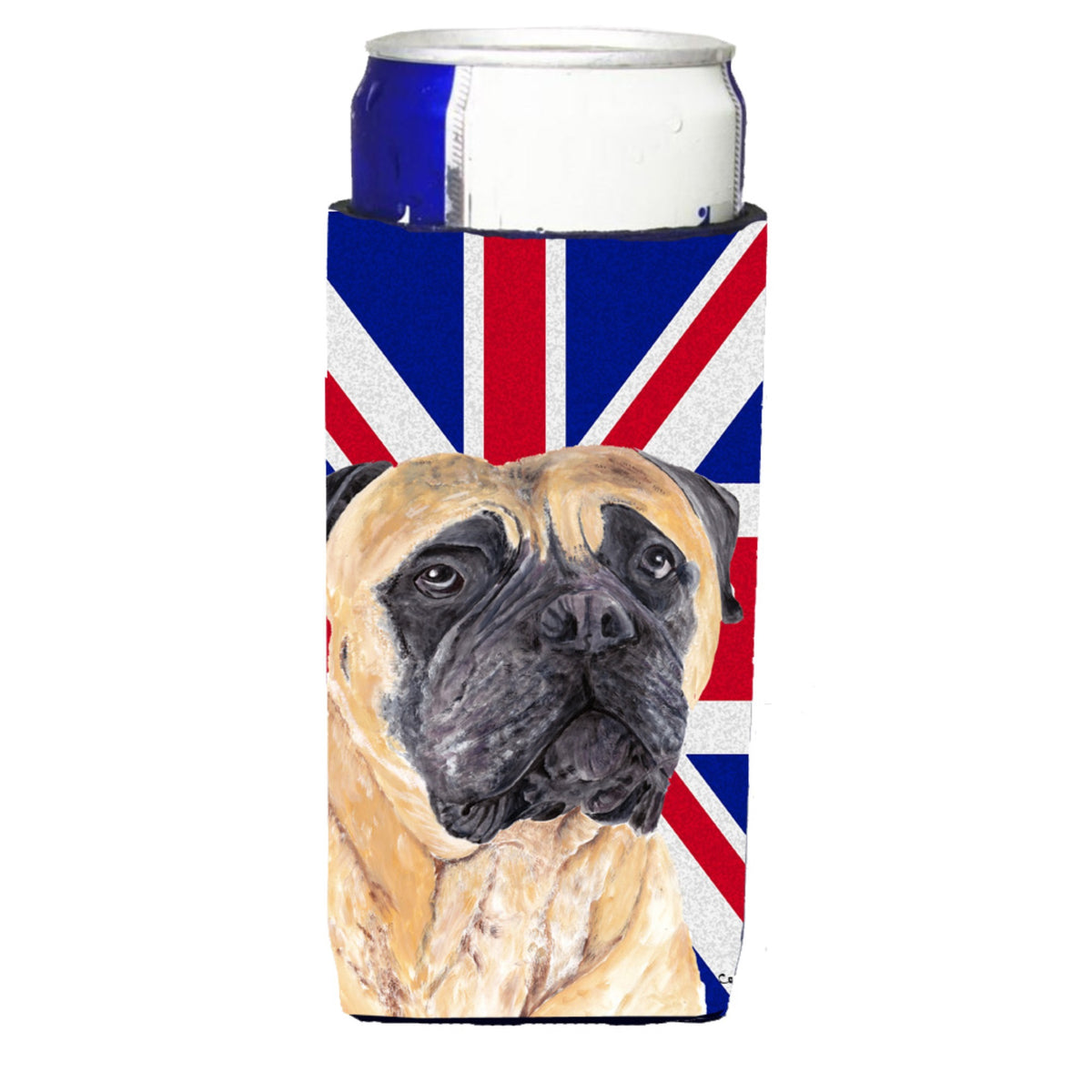 Mastiff With English Union Jack British Flag Ultra Hugger For Slim Cans