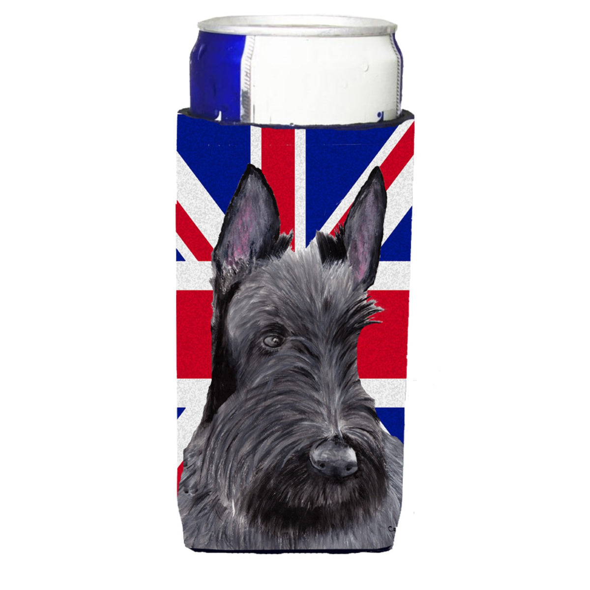 Scottish Terrier With English Union Jack British Flag Ultra Hugger For Slim Cans