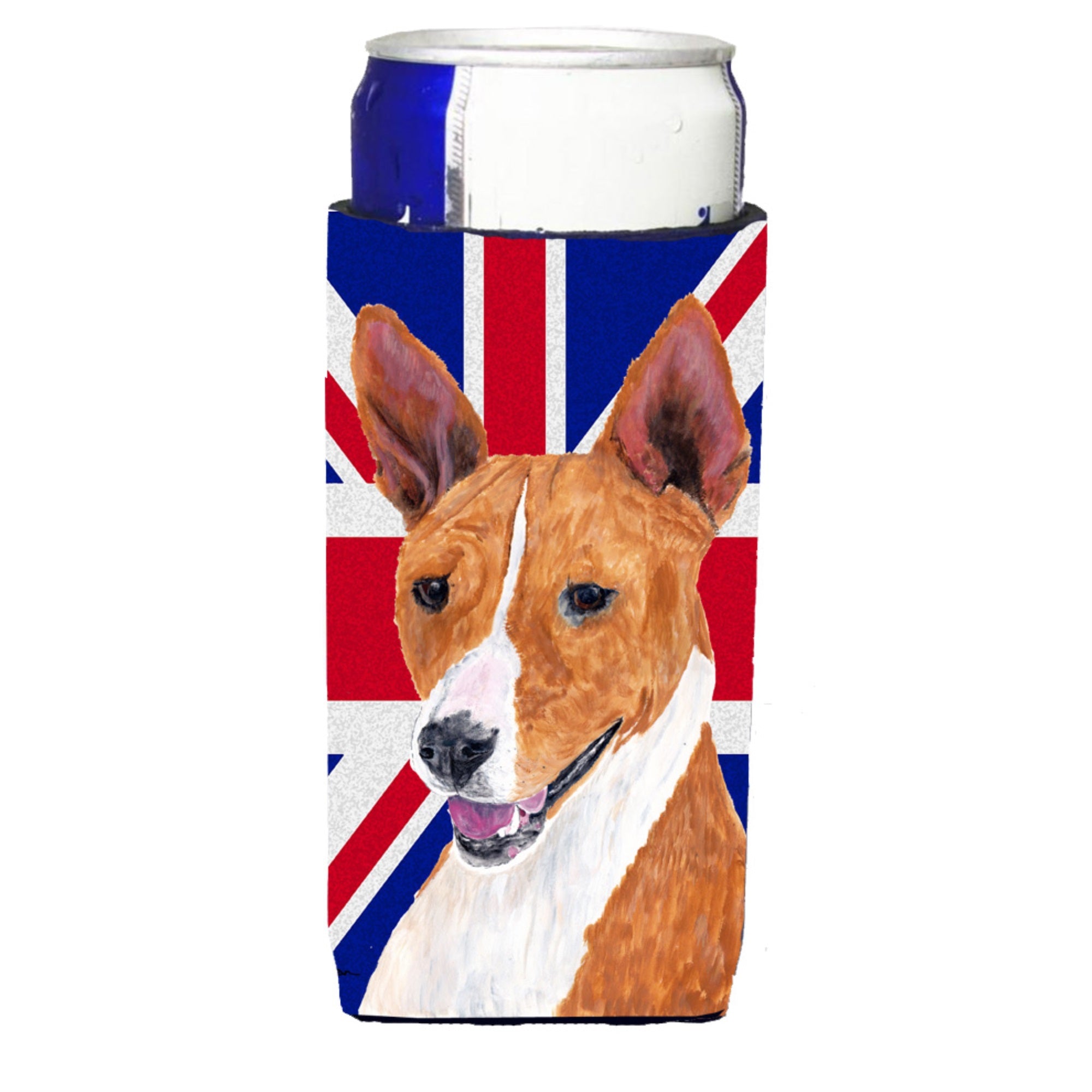 Basenji With English Union Jack British Flag Ultra Hugger For Slim Cans