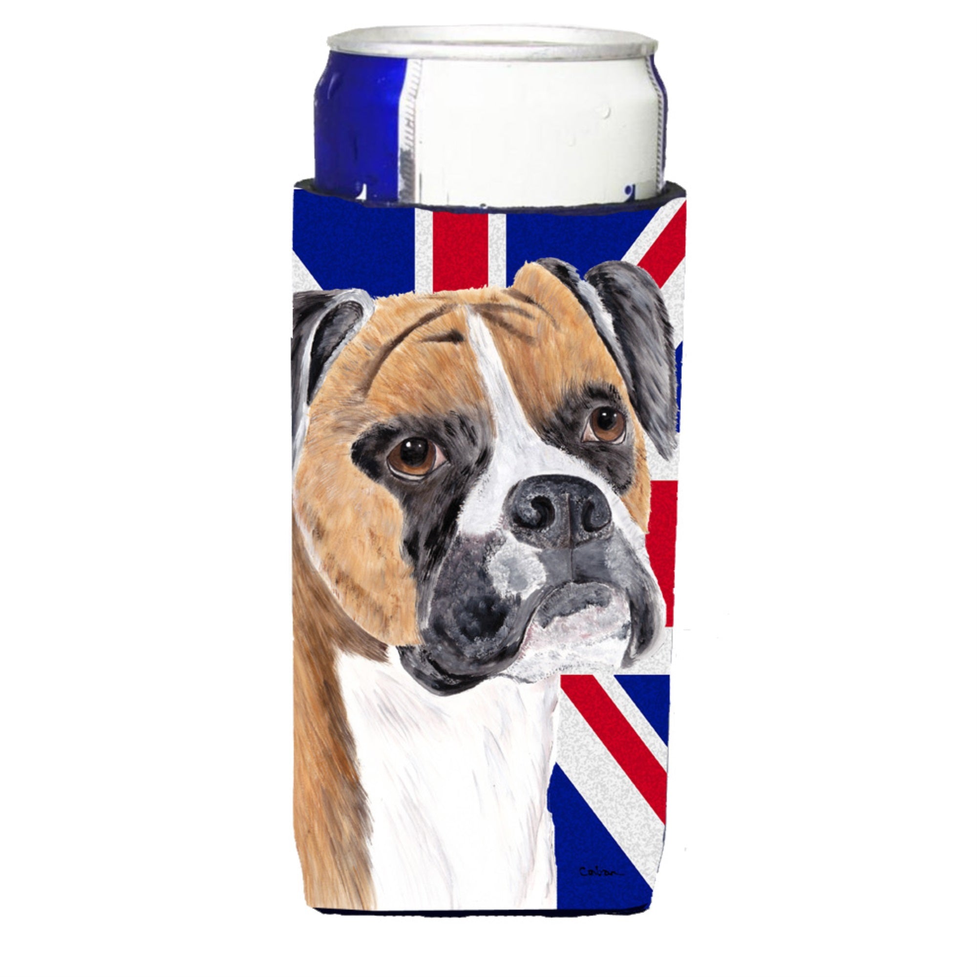 Boxer With English Union Jack British Flag Ultra Hugger For Slim Cans