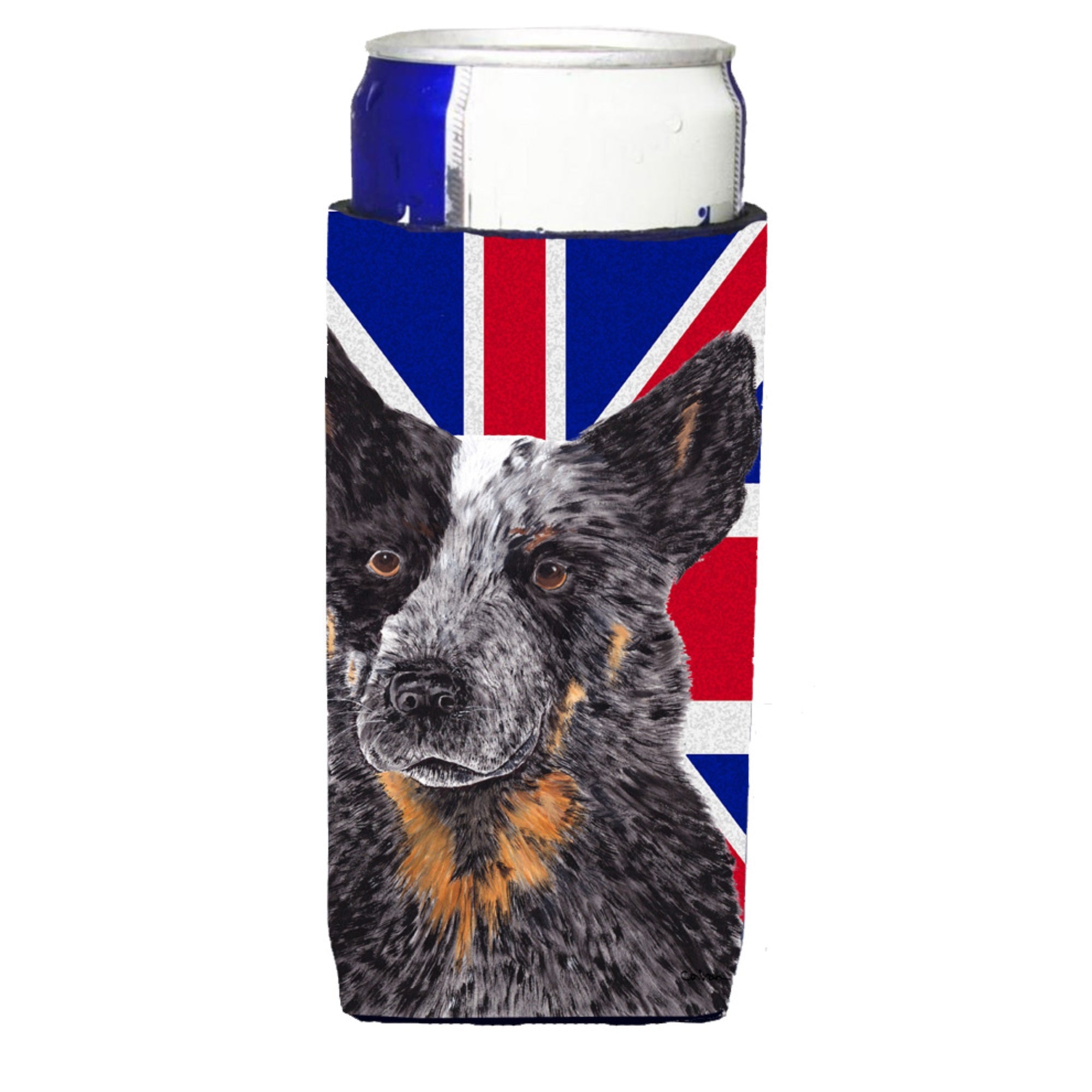 Australian Cattle Dog With English Union Jack British Flag Ultra Hugger For Slim Cans