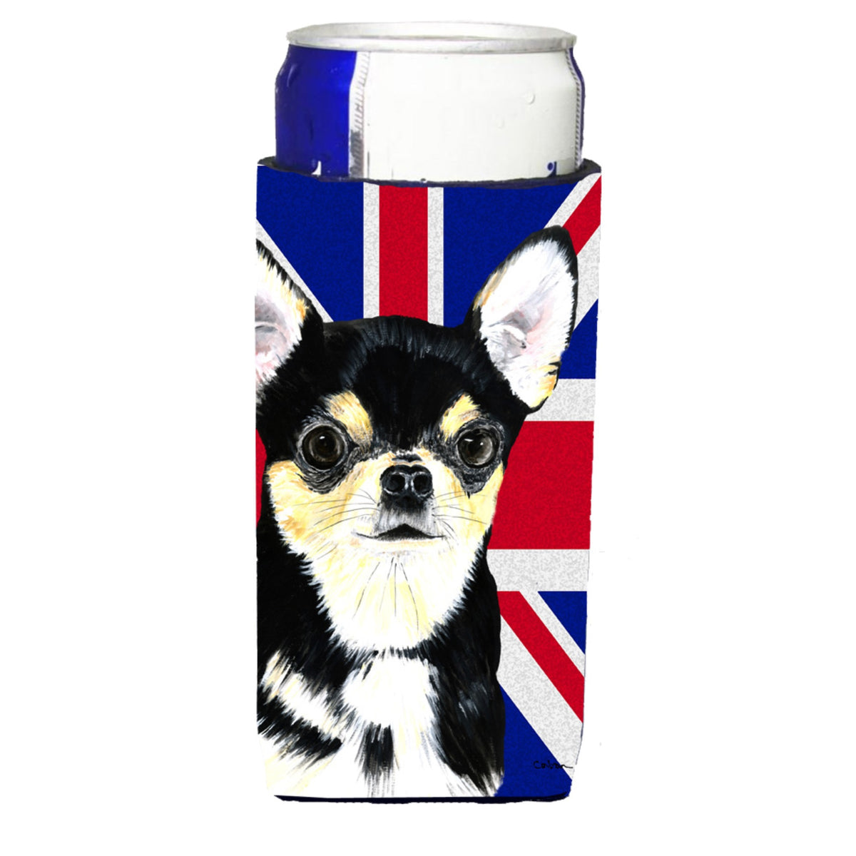 Chihuahua With English Union Jack British Flag Ultra Hugger For Slim Cans