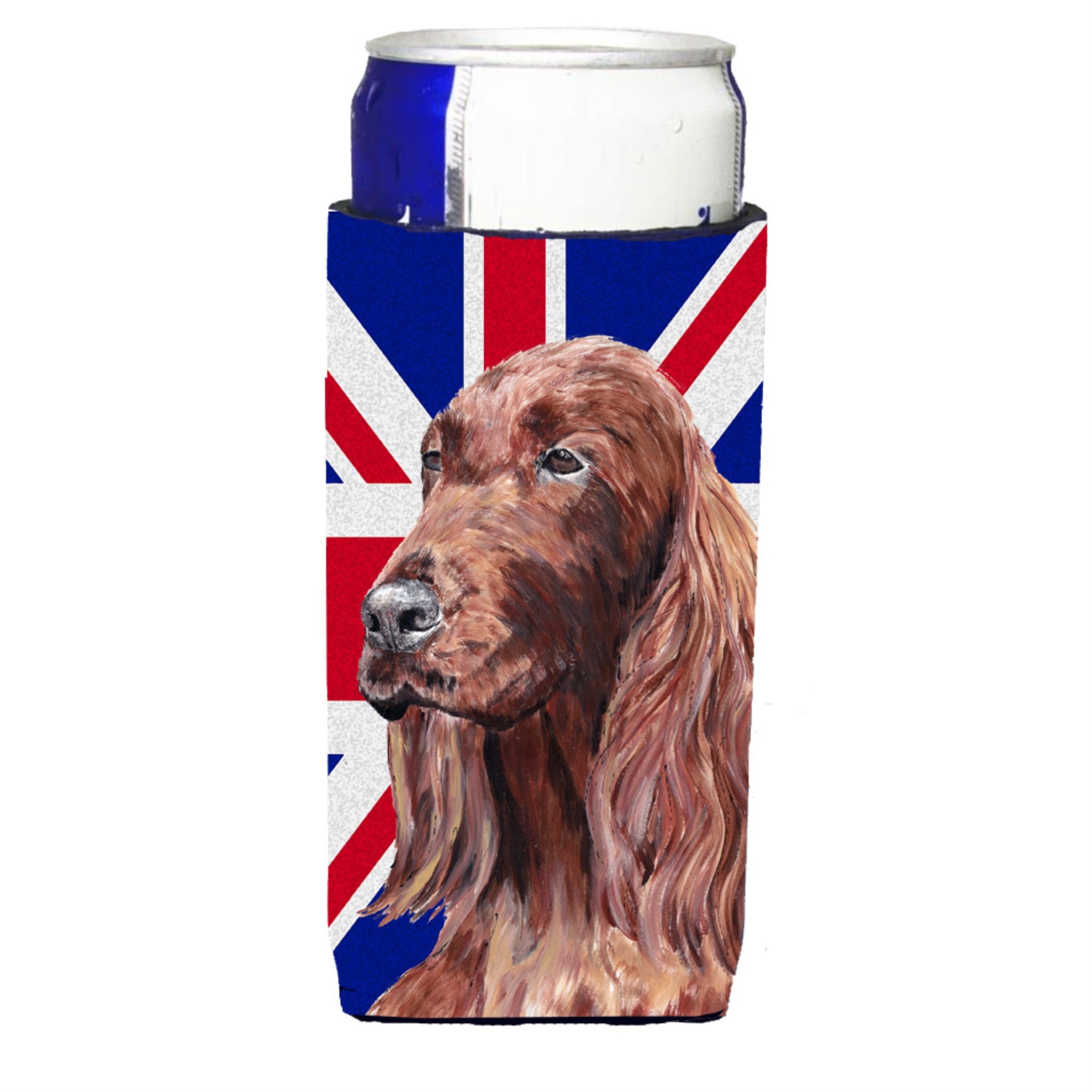Irish Setter With English Union Jack British Flag Ultra Hugger For Slim Cans