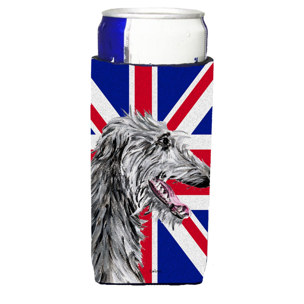 Scottish Deerhound With English Union Jack British Flag Ultra Hugger For Slim Cans