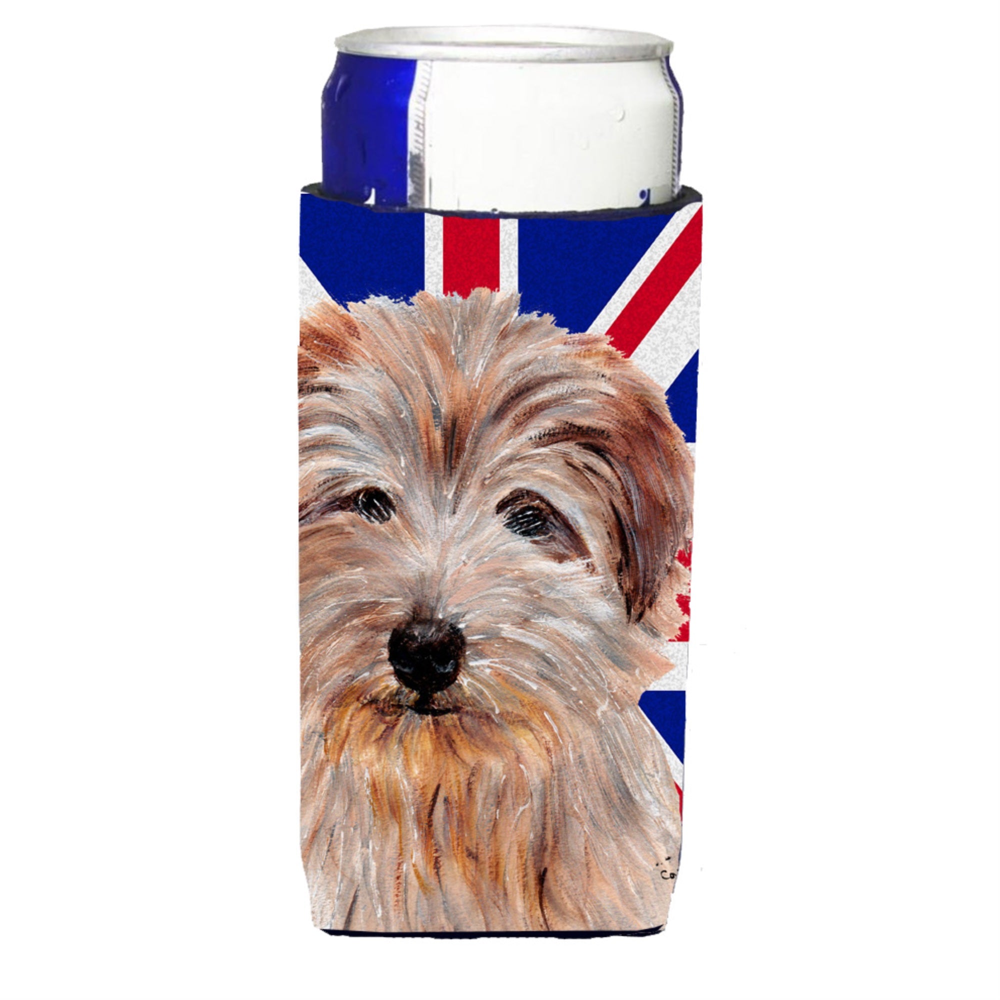 Norfolk Terrier With English Union Jack British Flag Ultra Hugger For Slim Cans
