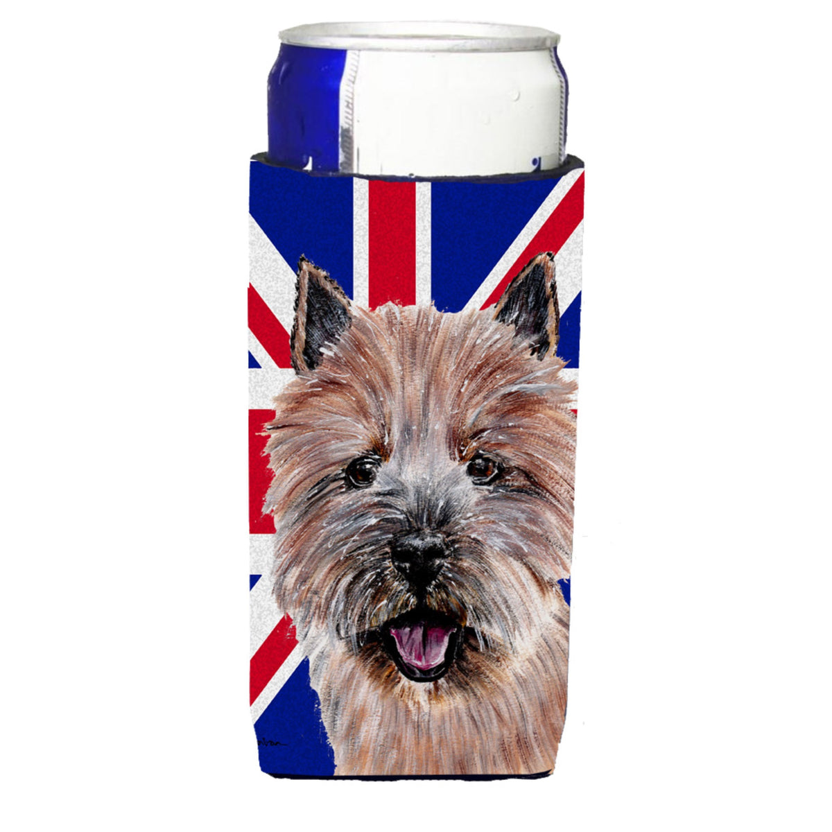 Norwich Terrier With English Union Jack British Flag Ultra Hugger For Slim Cans
