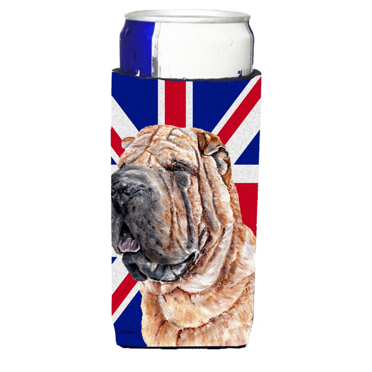 Shar Pei With English Union Jack British Flag Ultra Hugger For Slim Cans