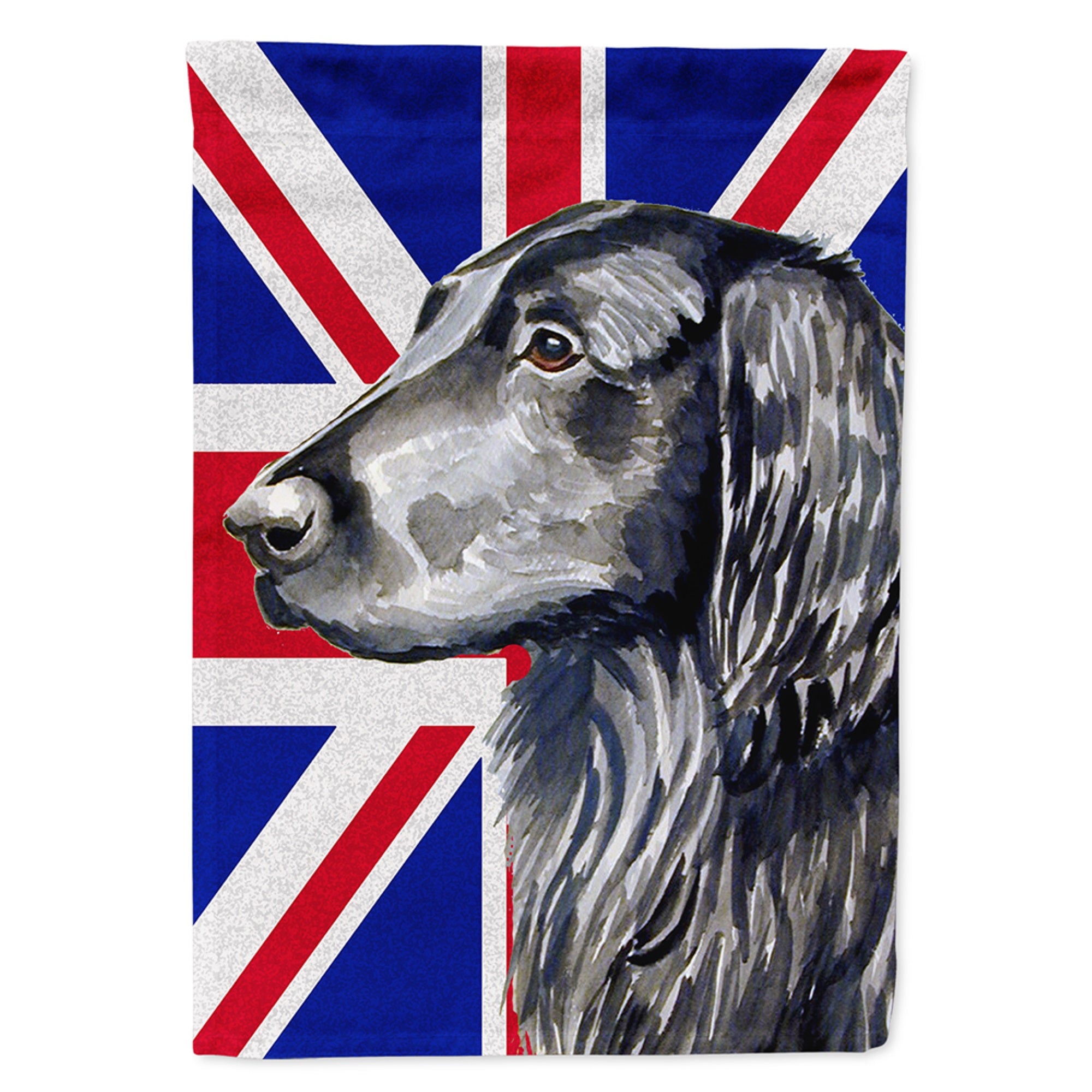 Flat Coated Retriever With English Union Jack British Flag Flag Garden Size
