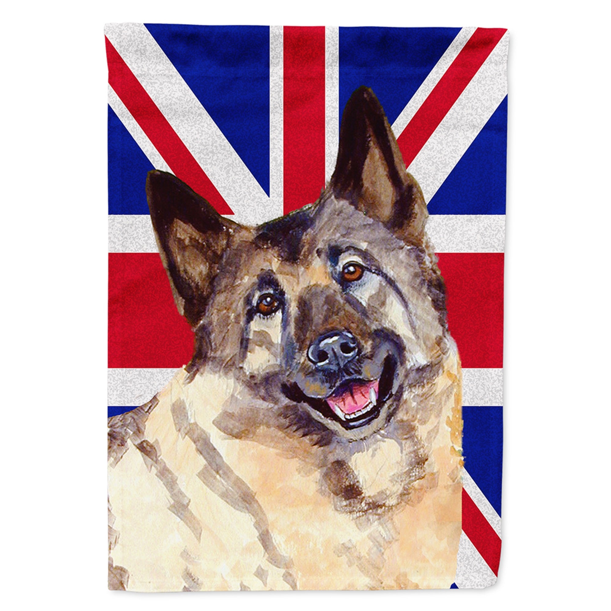 Norwegian Elkhound With English Union Jack British Flag Flag Garden Size
