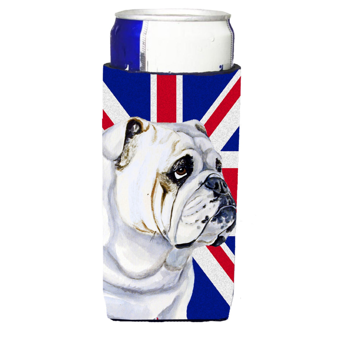 English Bulldog With English Union Jack British Flag Ultra Hugger For Slim Cans