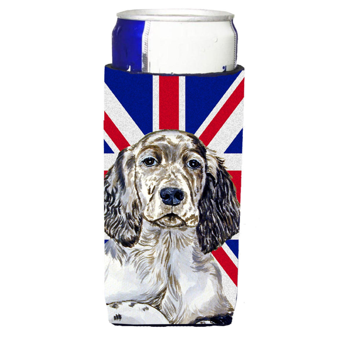 English Setter With English Union Jack British Flag Ultra Hugger For Slim Cans