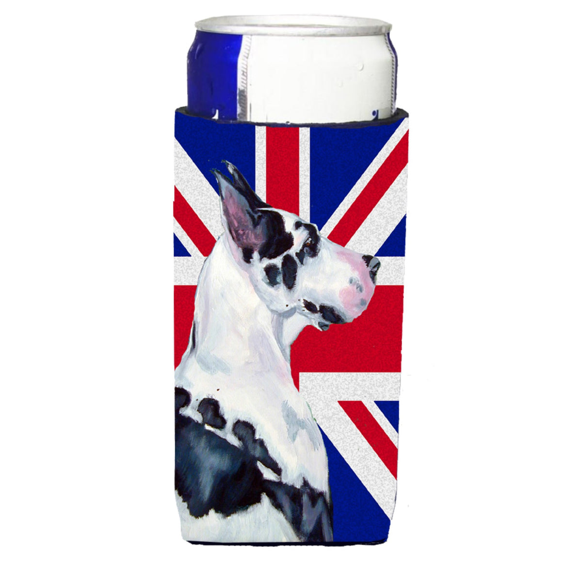 Great Dane With English Union Jack British Flag Ultra Hugger For Slim Cans