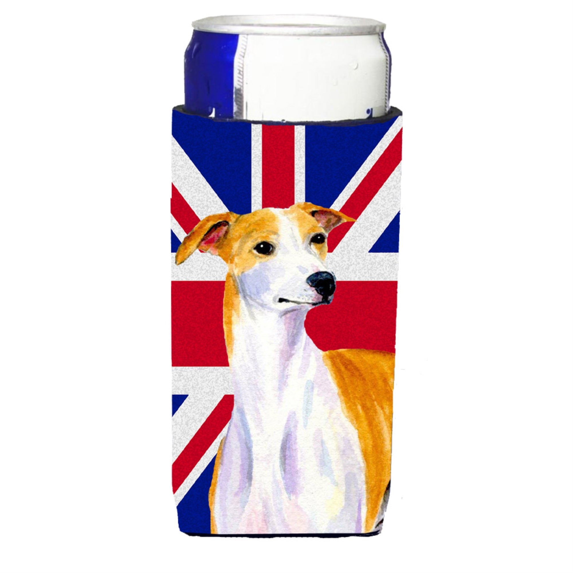 Whippet With English Union Jack British Flag Ultra Hugger For Slim Cans