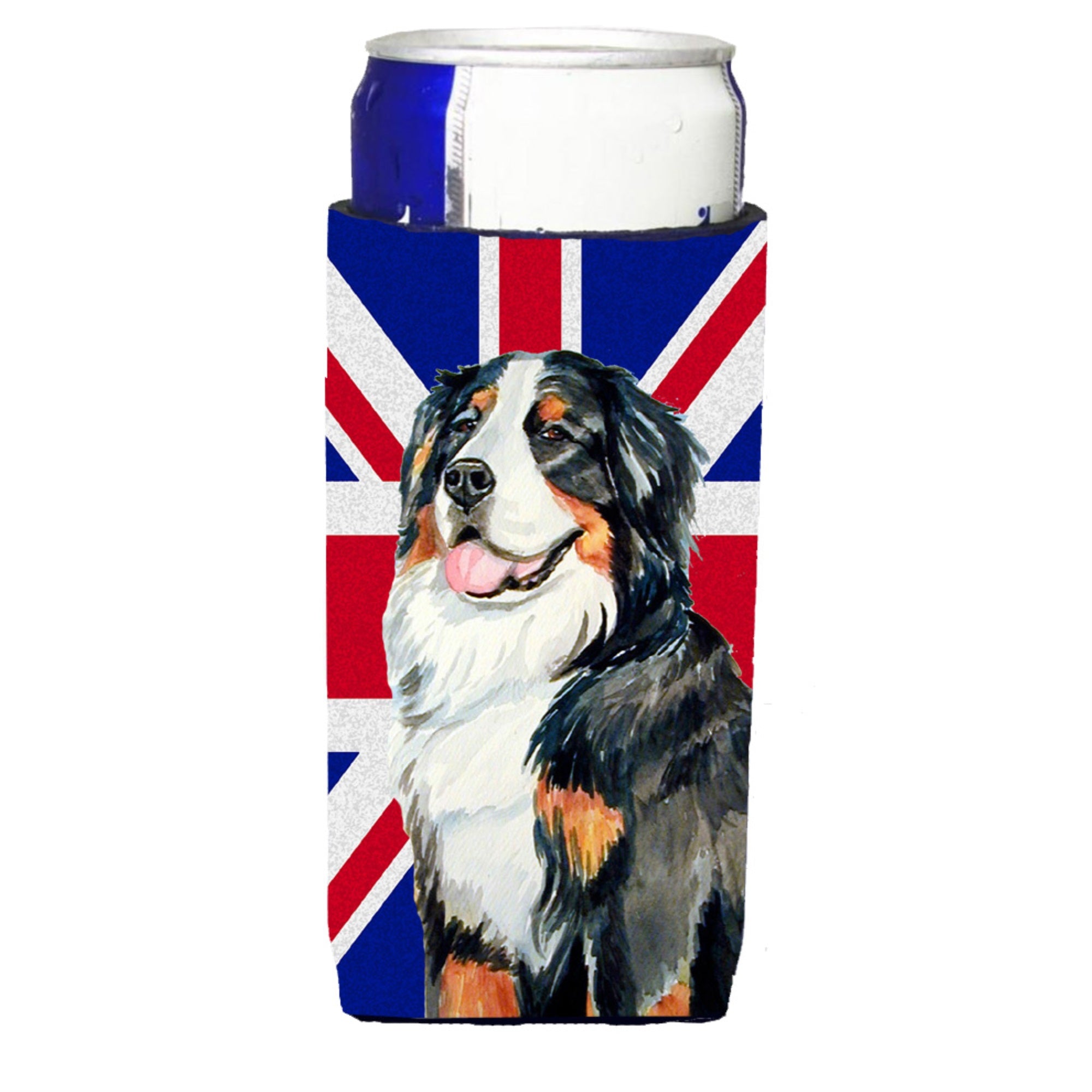 Bernese Mountain Dog With English Union Jack British Flag Ultra Hugger For Slim Cans