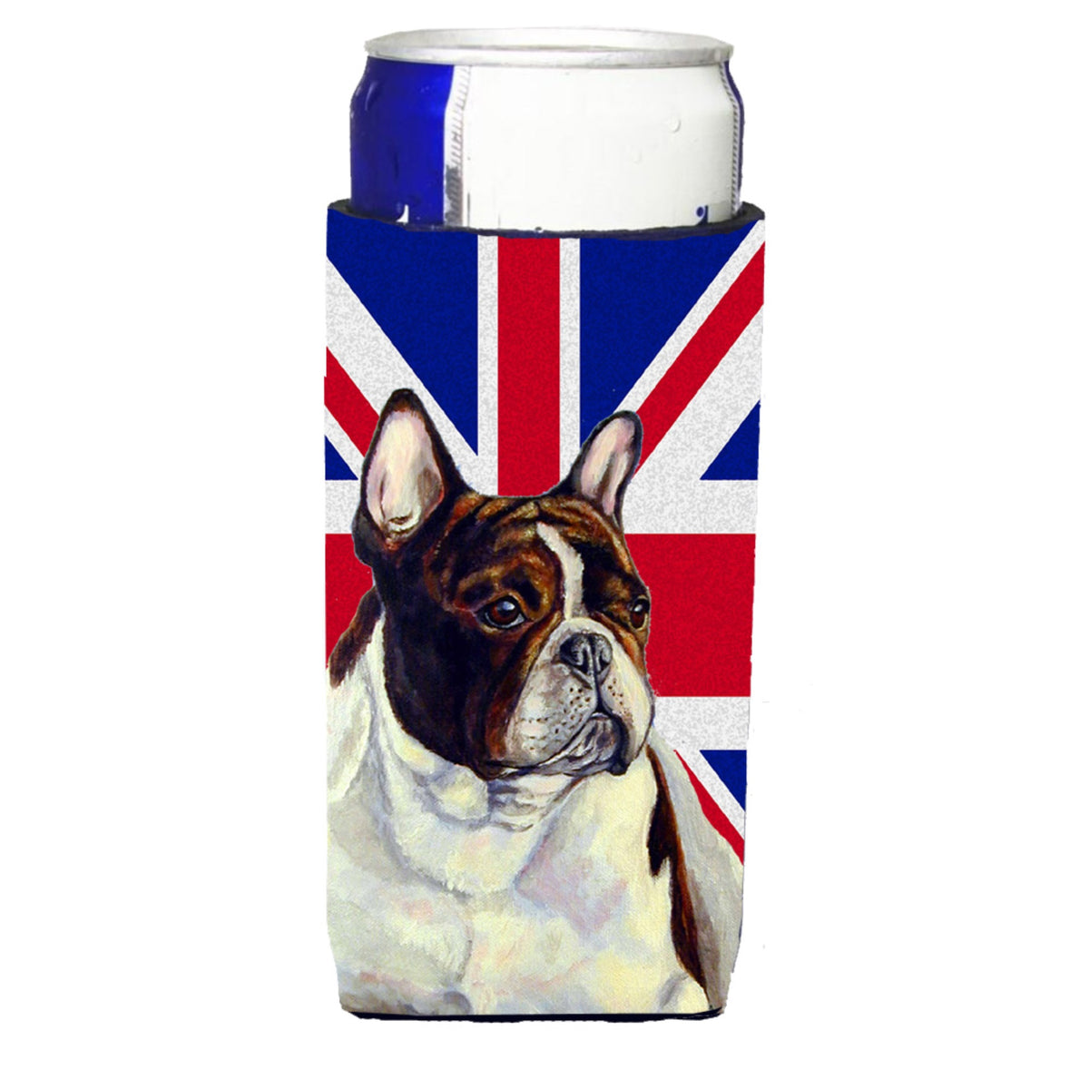 French Bulldog With English Union Jack British Flag Ultra Hugger For Slim Cans