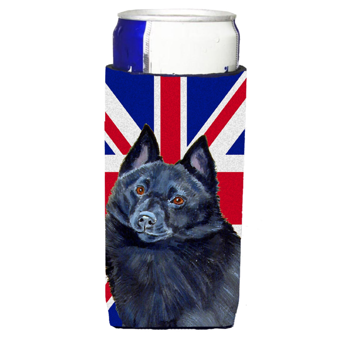 Schipperke With English Union Jack British Flag Ultra Hugger For Slim Cans
