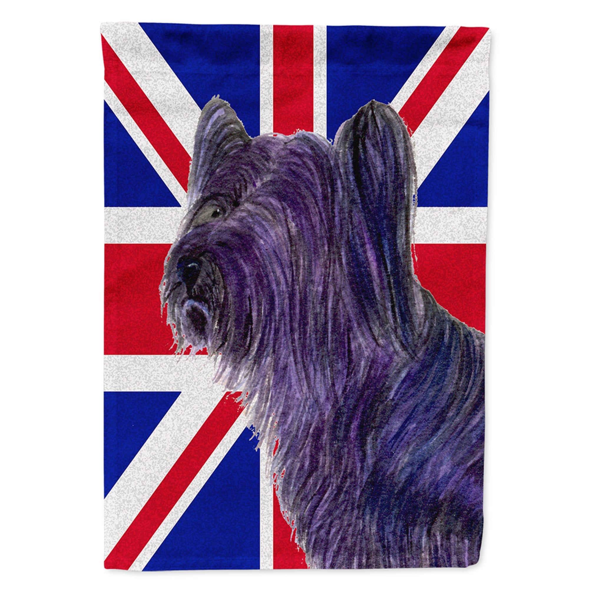 Skye Terrier With English Union Jack British Flag Flag Garden Size