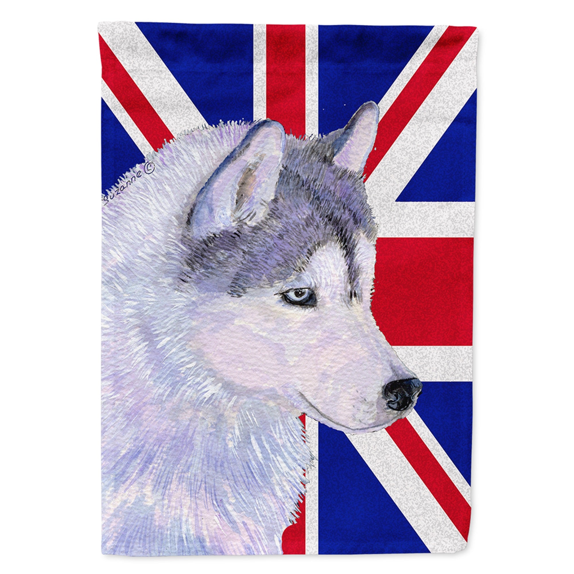 Siberian Husky With English Union Jack British Flag Flag Garden Size