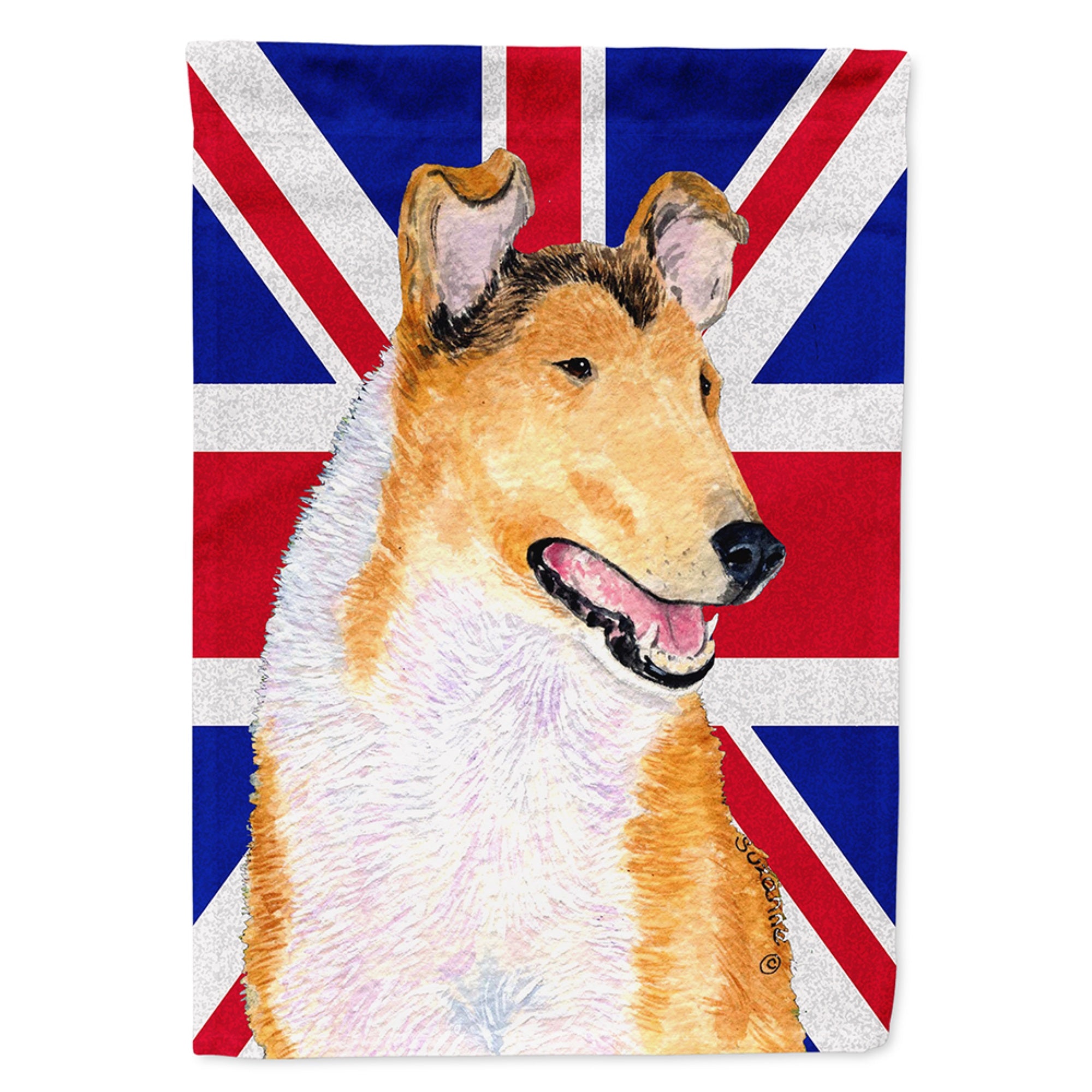 Collie Smooth With English Union Jack British Flag Flag Garden Size