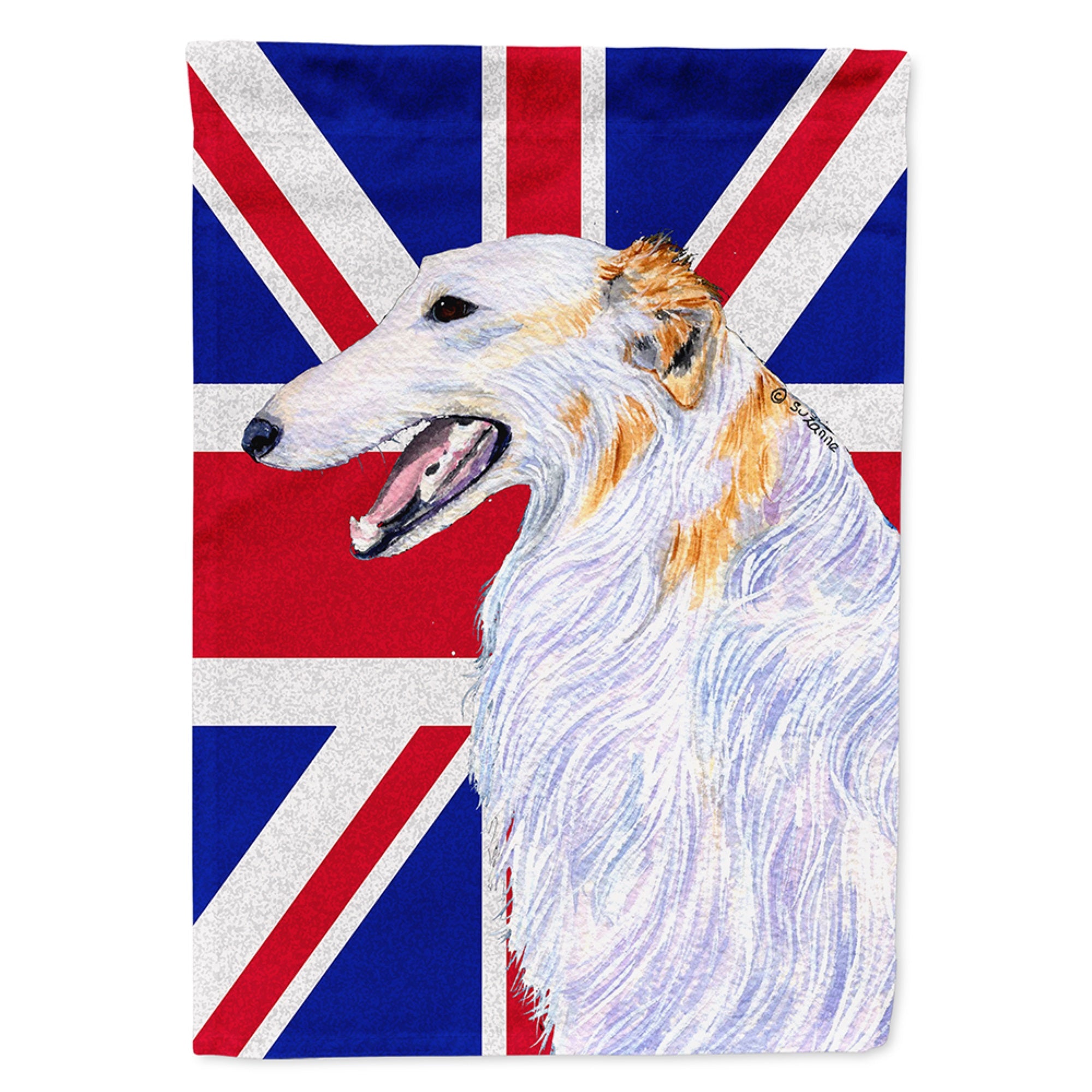 Borzoi With English Union Jack British Flag Flag Garden Size