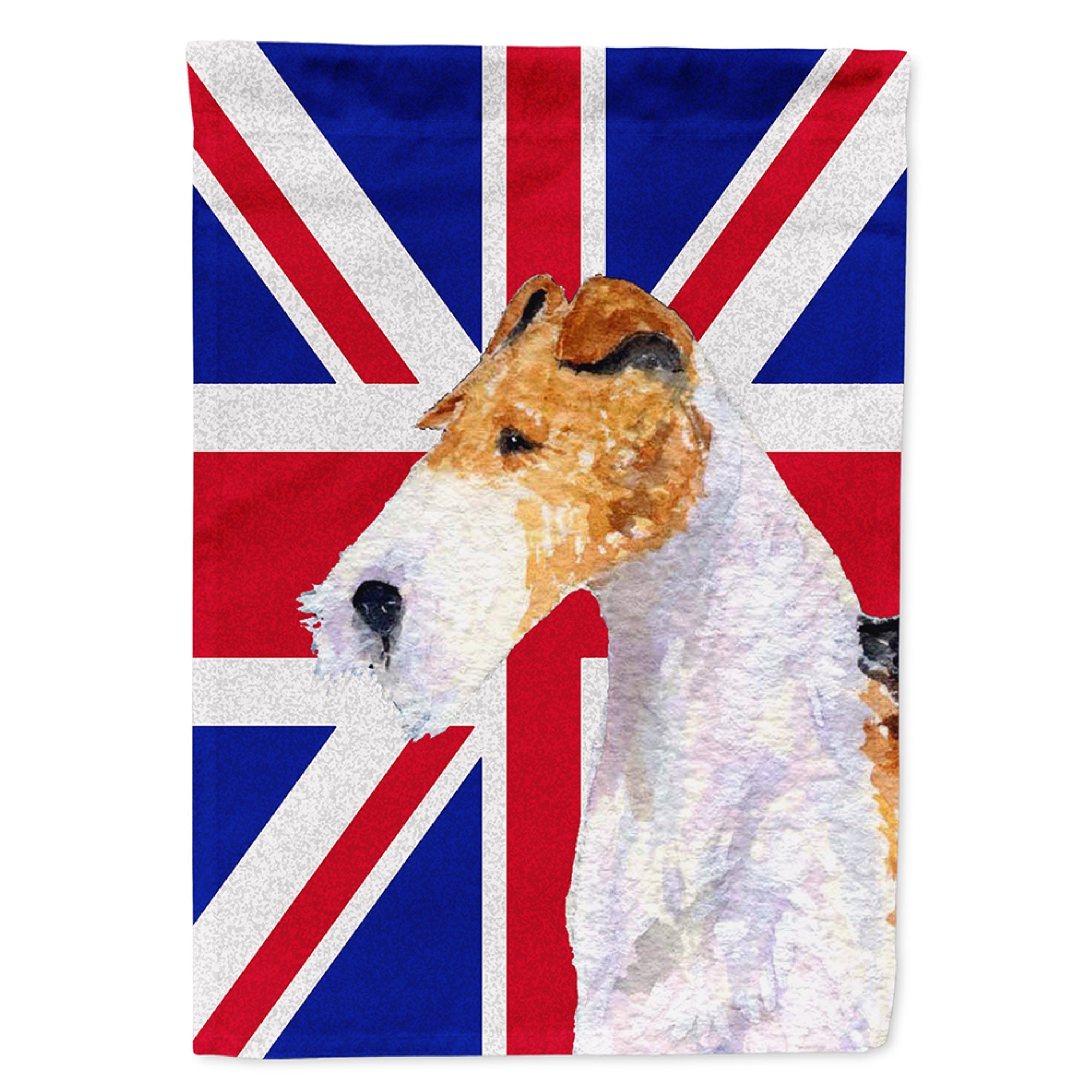 Fox Terrier With English Union Jack British Flag Flag Garden Size