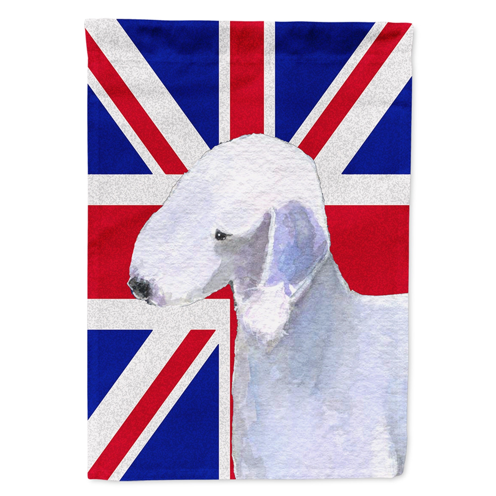 Bedlington Terrier With English Union Jack British Flag Flag Garden Size