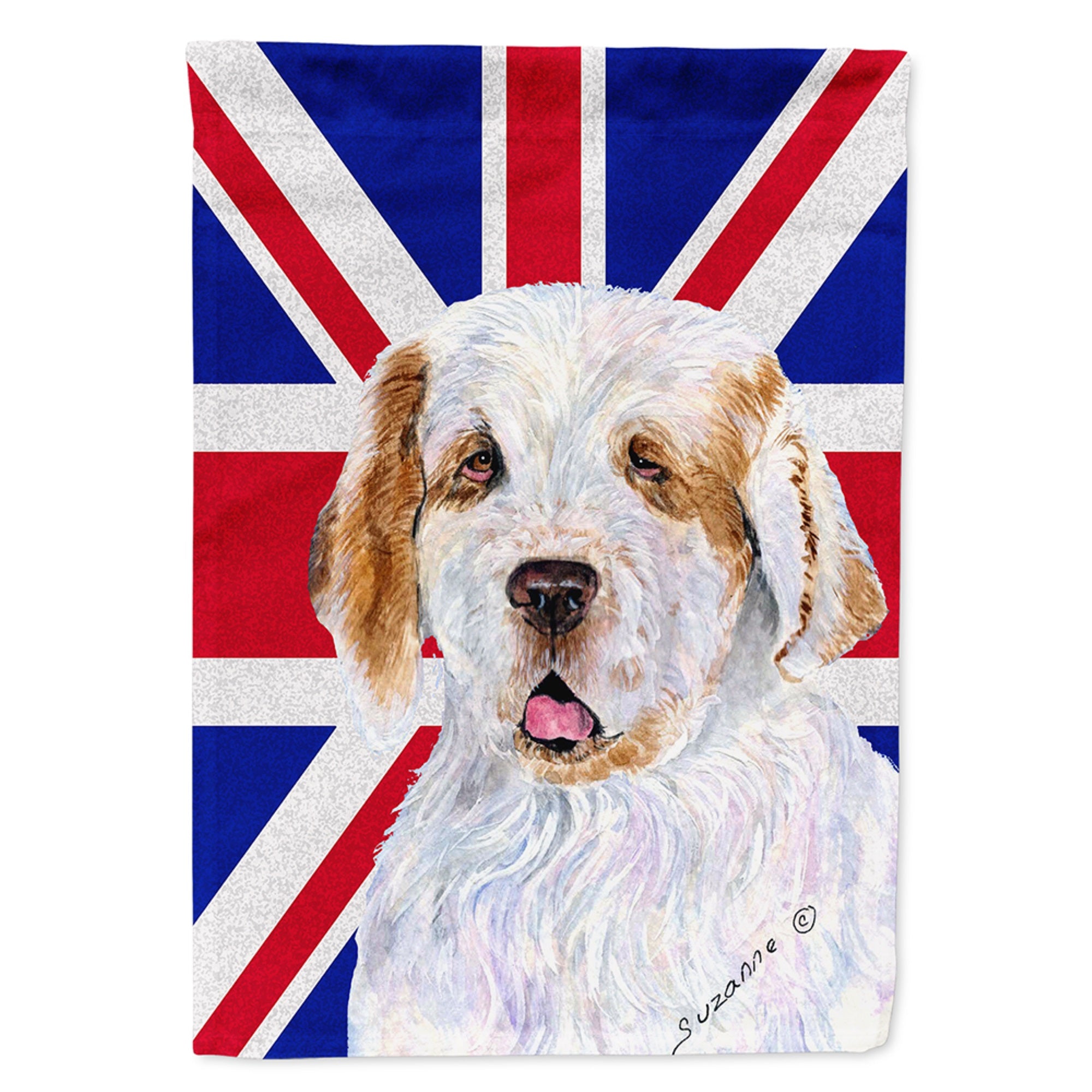 Clumber Spaniel With English Union Jack British Flag Flag Garden Size
