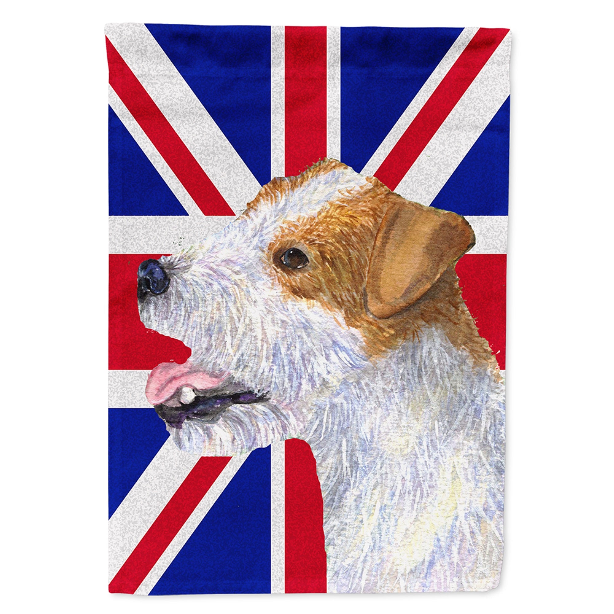 Jack Russell Terrier With English Union Jack British Flag Flag Garden Size