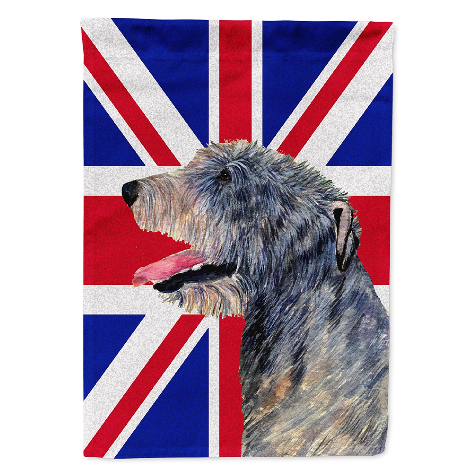 Irish Wolfhound With English Union Jack British Flag Flag Garden Size