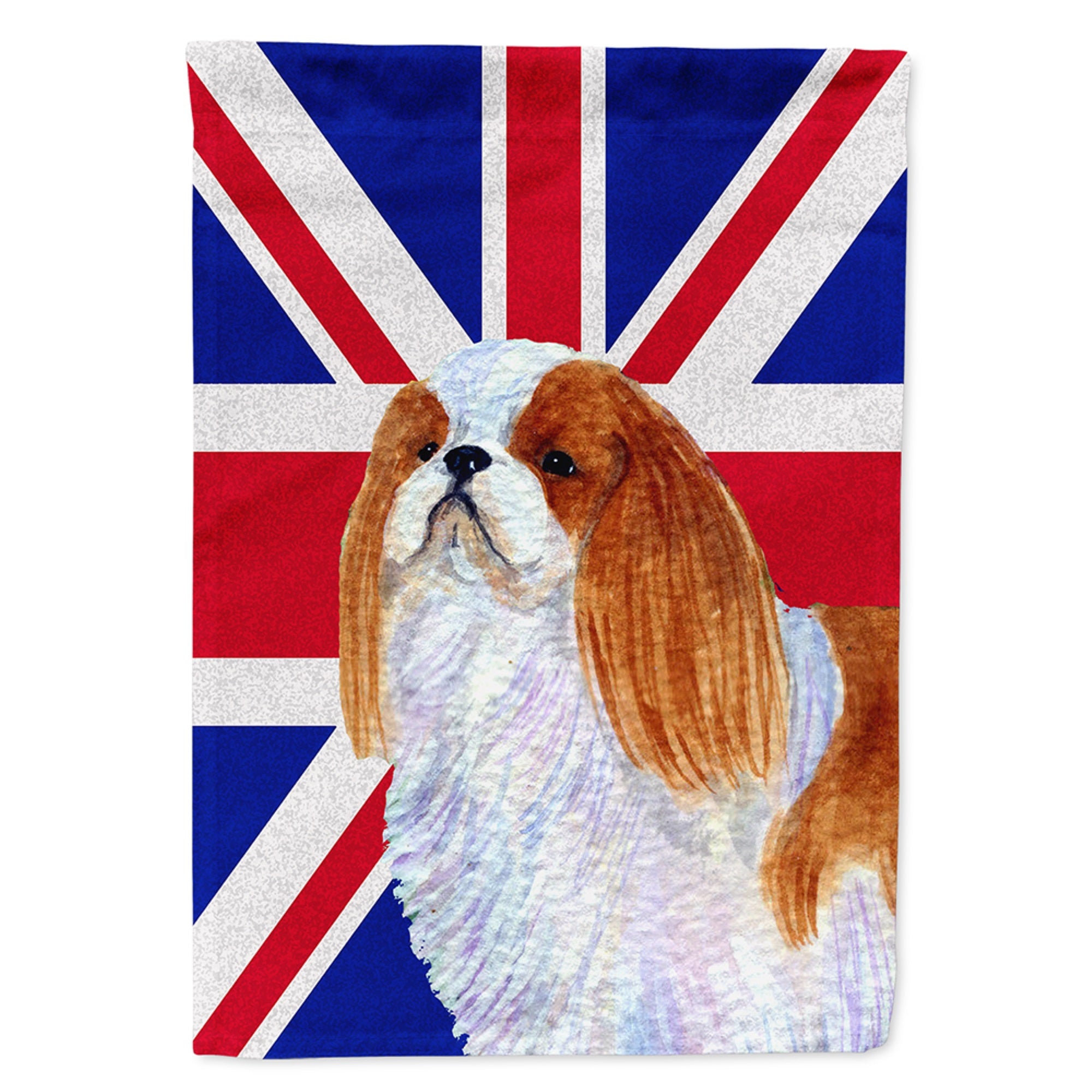 English Toy Spaniel With English Union Jack British Flag Flag Garden Size