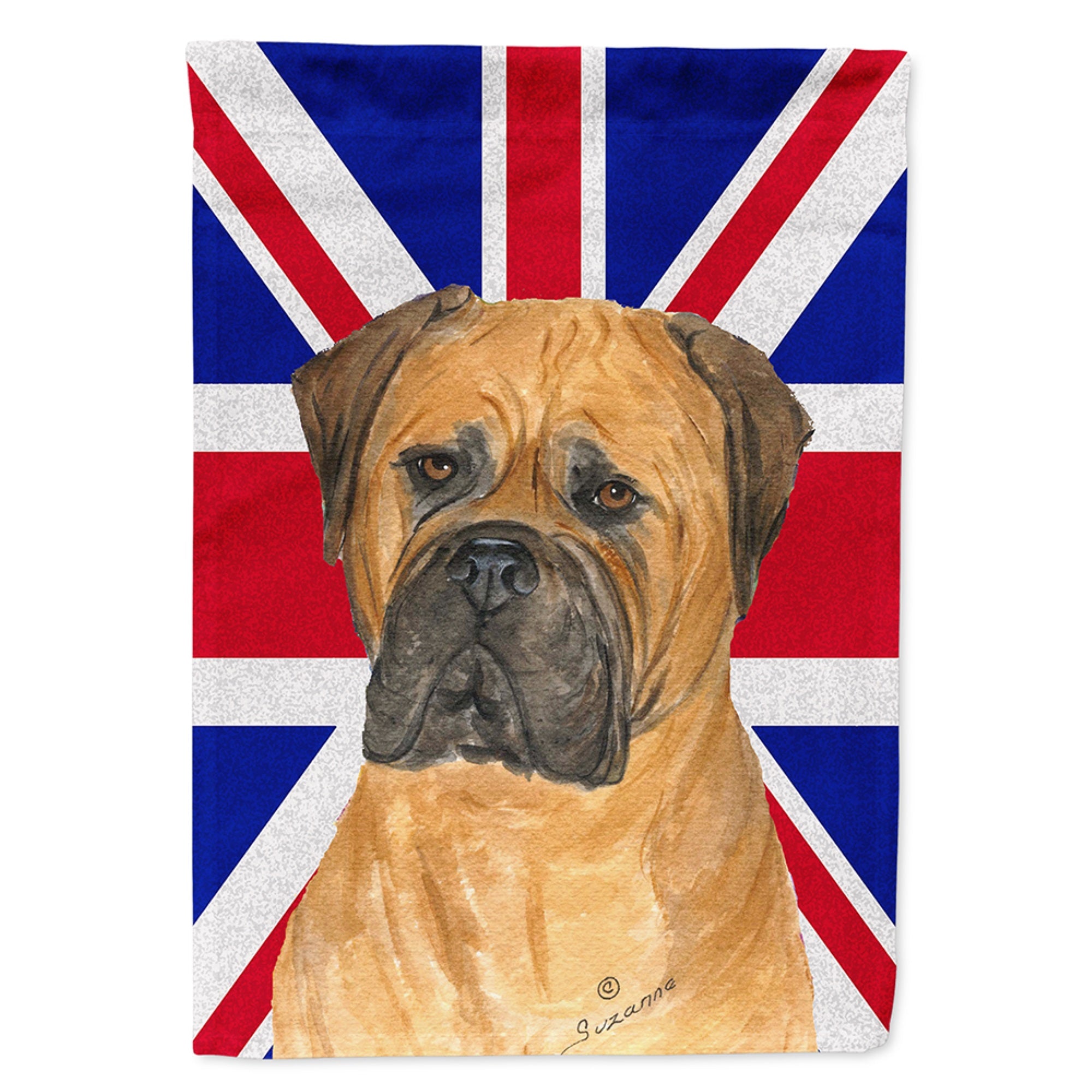 Bullmastiff With English Union Jack British Flag Flag Garden Size