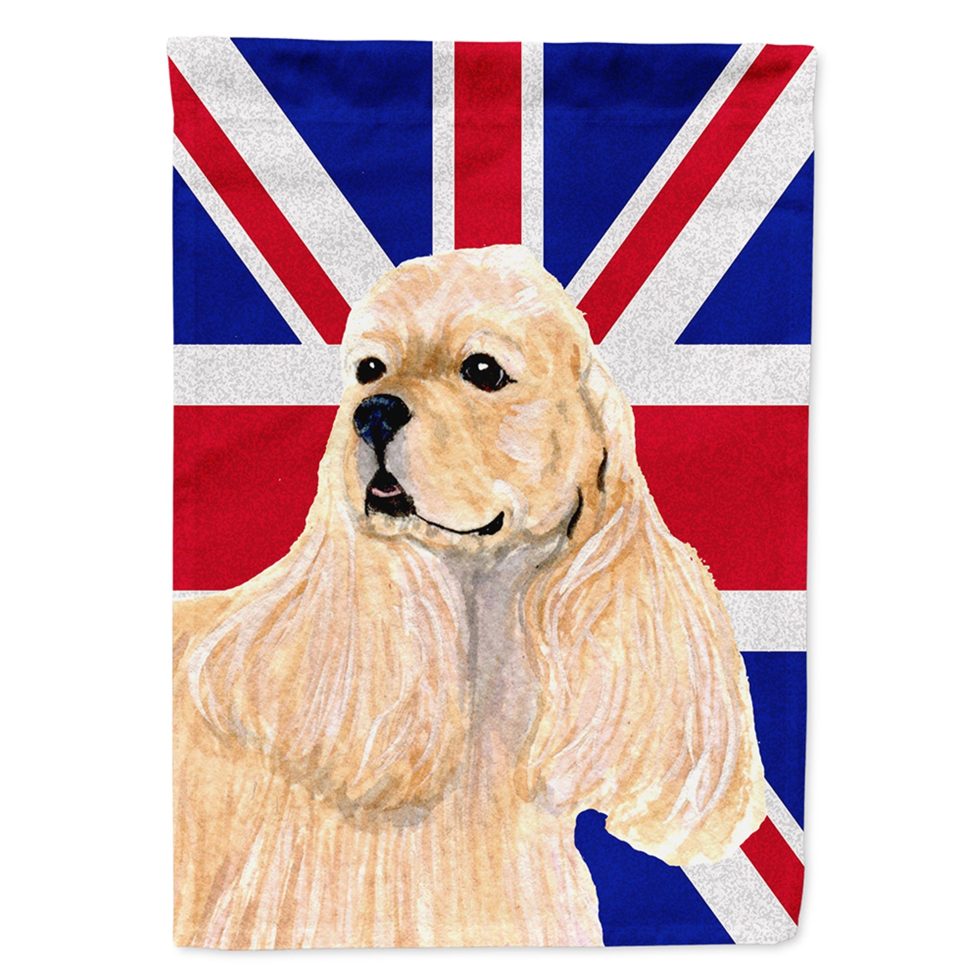 Cocker Spaniel Buff With English Union Jack British Flag Flag Garden Size