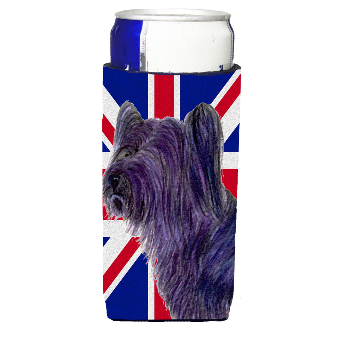 Skye Terrier With English Union Jack British Flag Ultra Hugger For Slim Cans