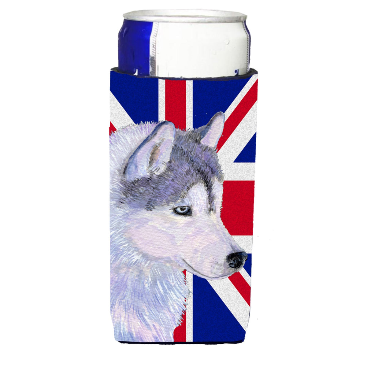 Siberian Husky With English Union Jack British Flag Ultra Hugger For Slim Cans