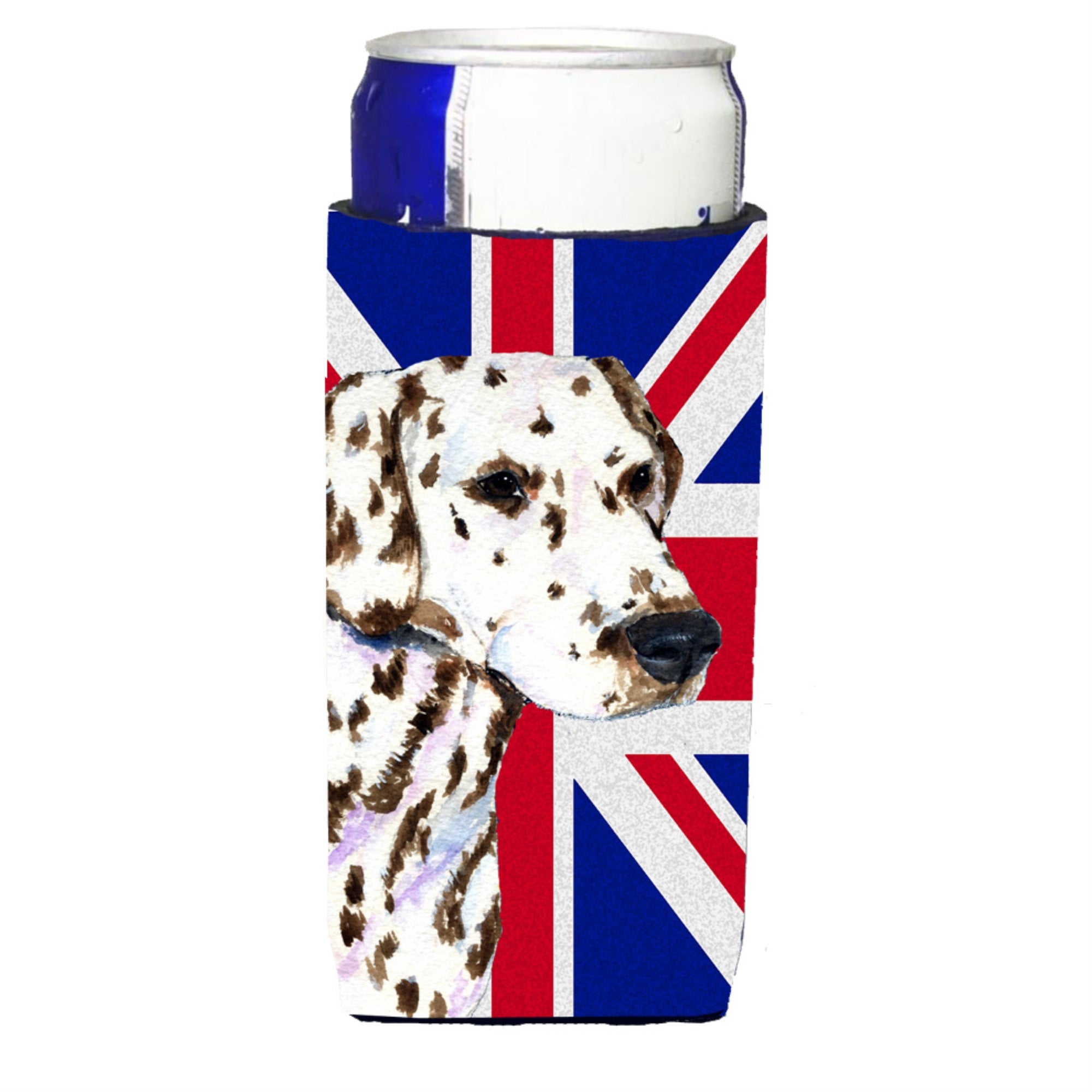 Dalmatian With English Union Jack British Flag Ultra Hugger For Slim Cans